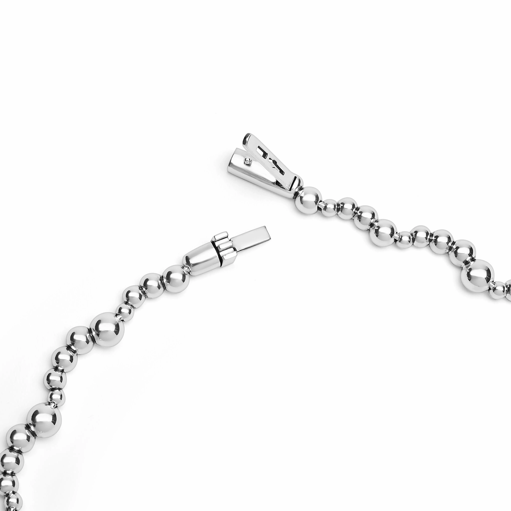 Caviar Bubbly Silver Beaded Scalloped Necklace