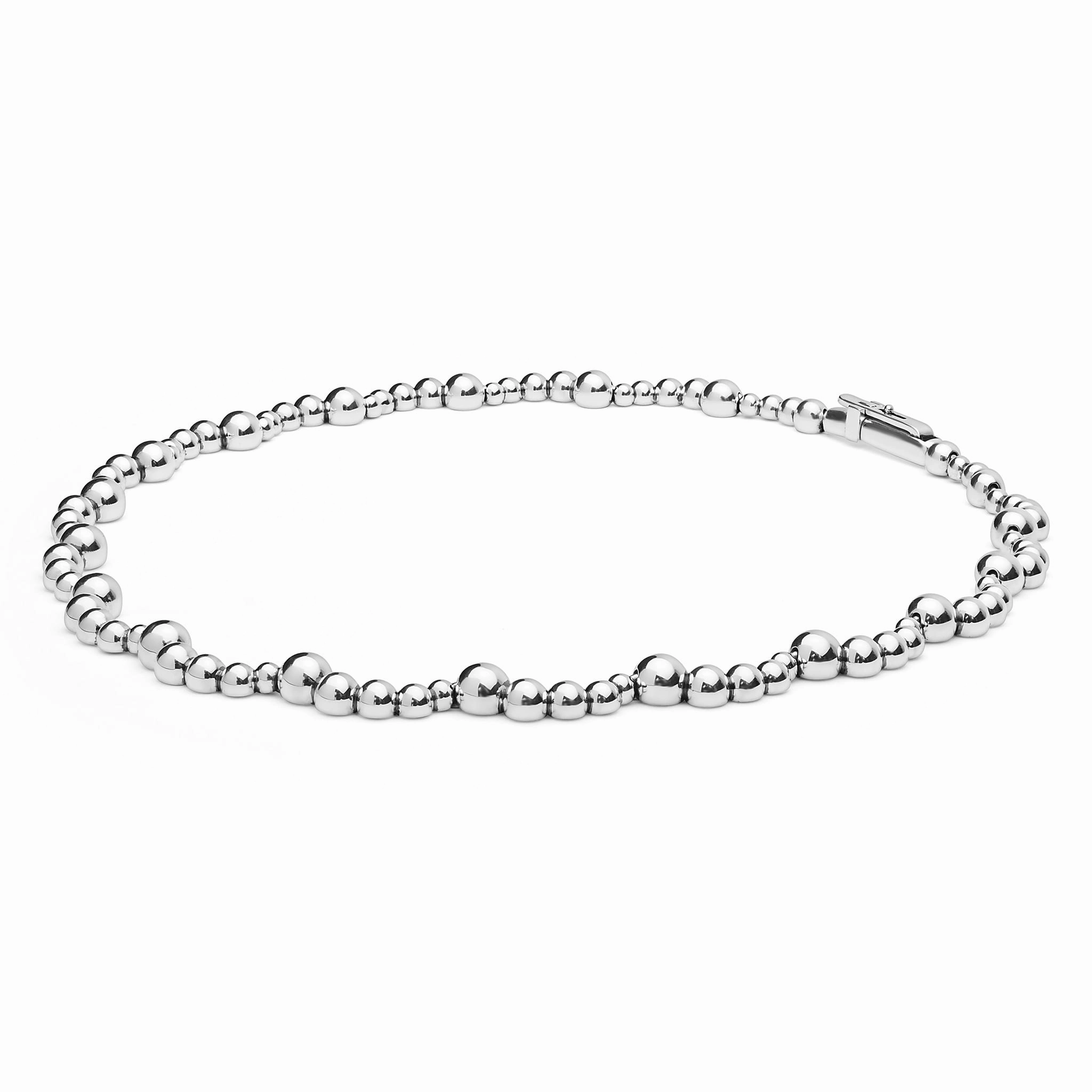Caviar Bubbly Silver Beaded Scalloped Necklace