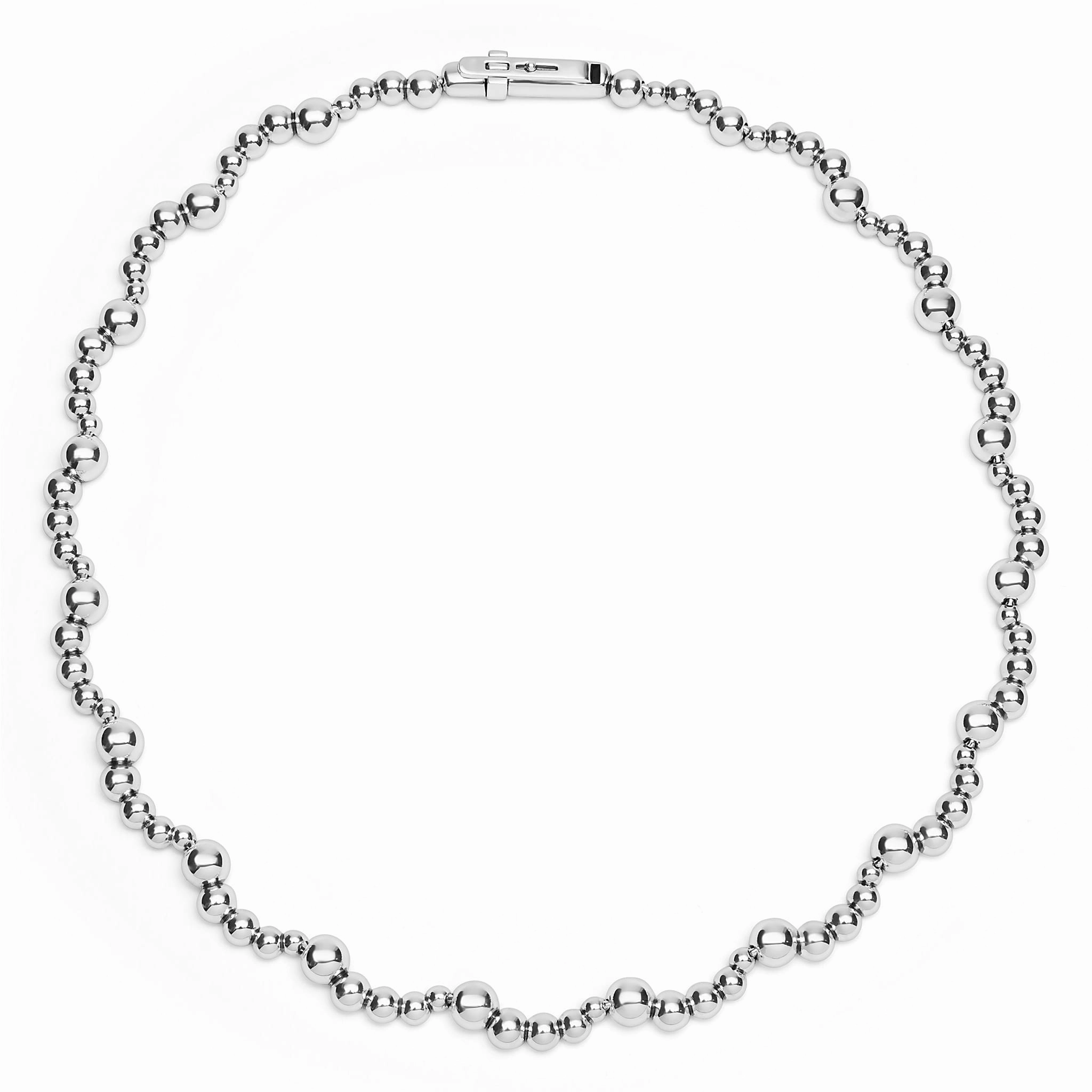 Caviar Bubbly Silver Beaded Scalloped Necklace