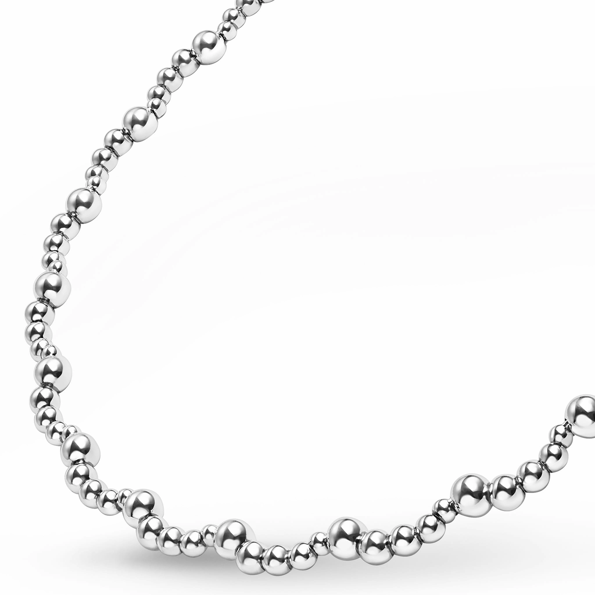 Caviar Bubbly Silver Beaded Scalloped Necklace