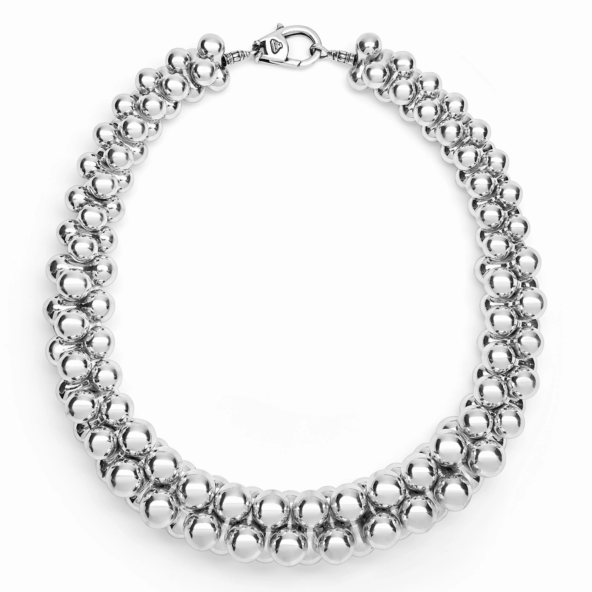 Caviar Bubbly Silver Beaded Statement Necklace