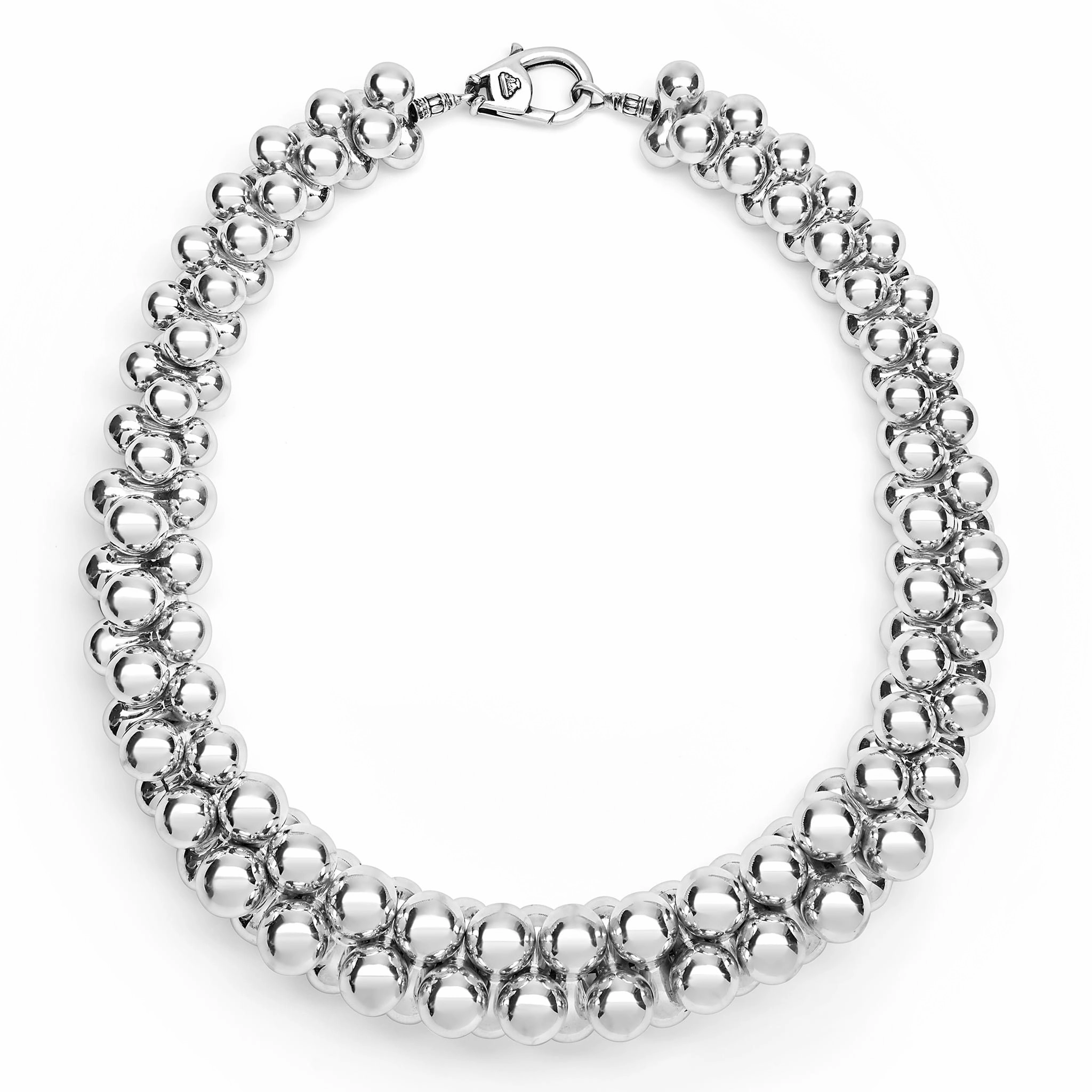Caviar Bubbly Silver Beaded Statement Necklace