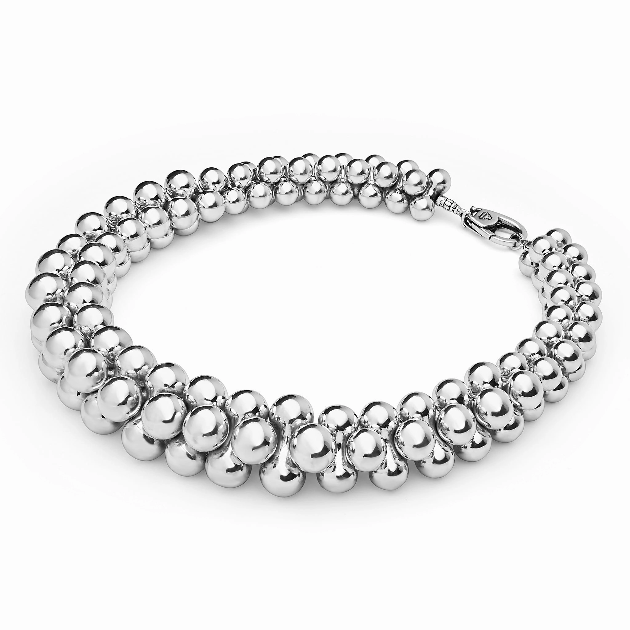 Caviar Bubbly Silver Beaded Statement Necklace