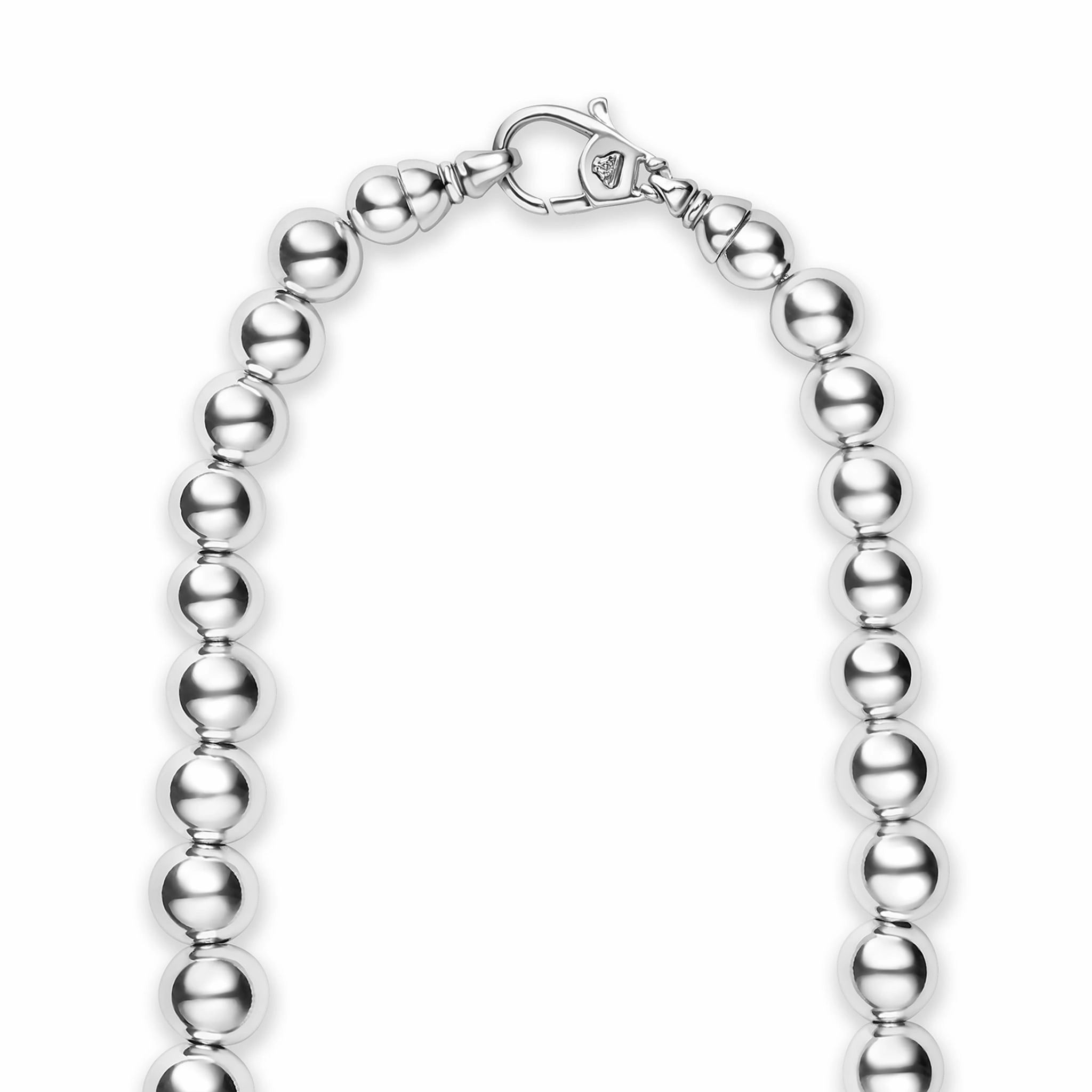Caviar Bubbly Silver Graduated Bead Necklace