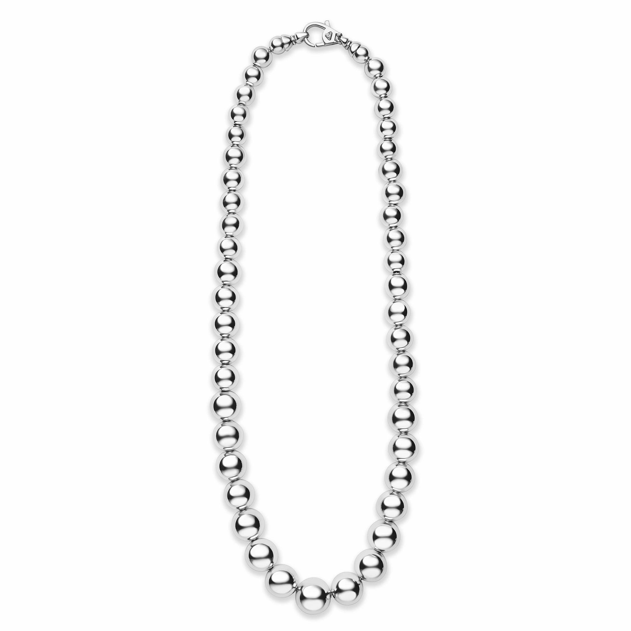 Caviar Bubbly Silver Graduated Bead Necklace