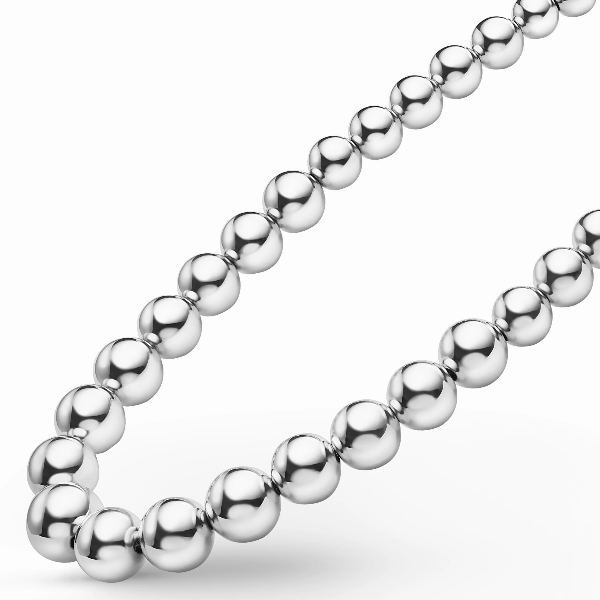 Caviar Bubbly Silver Graduated Bead Necklace