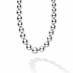 Caviar Bubbly Silver Graduated Bead Necklace