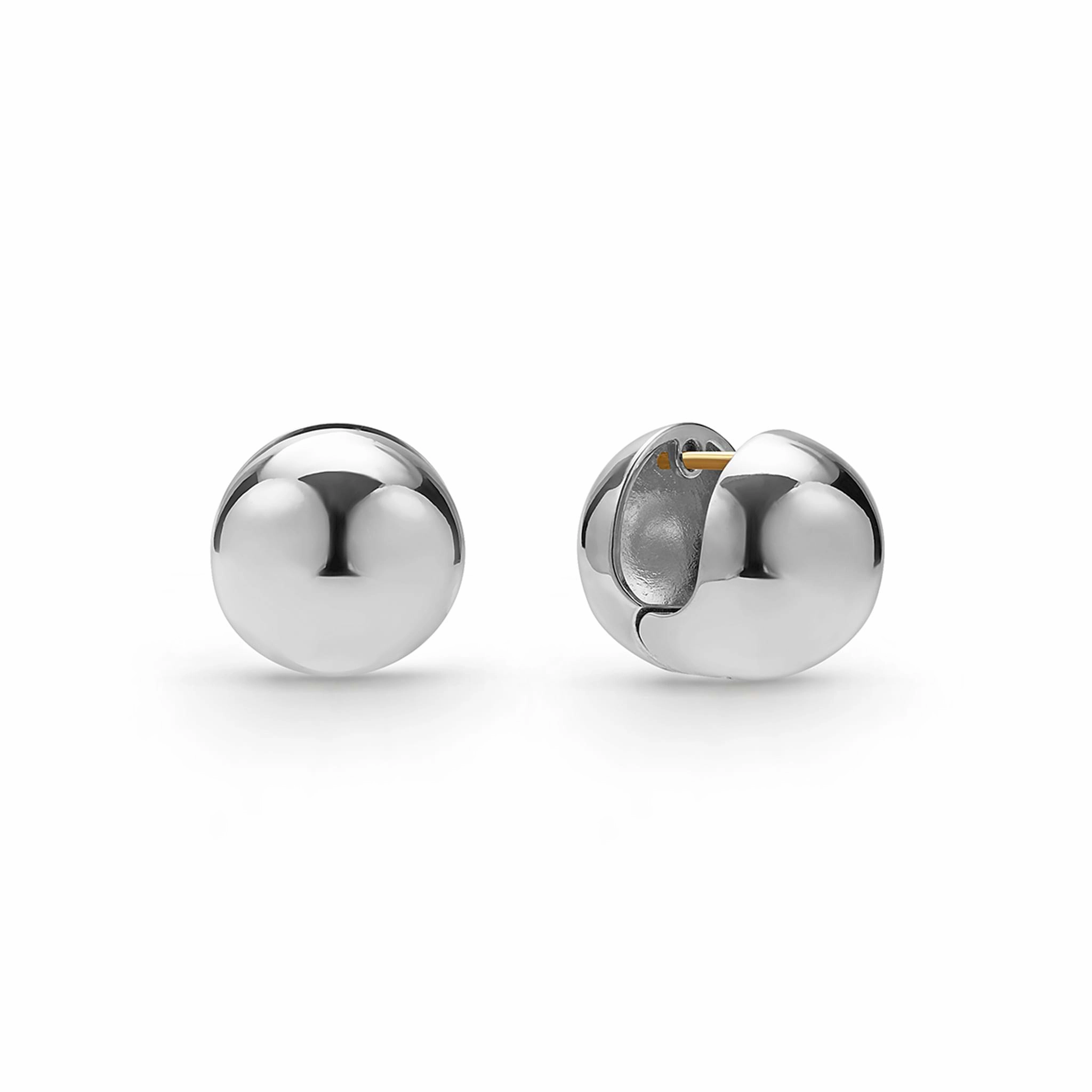 Caviar Bubbly Silver Round Huggie Earrings