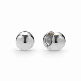 Caviar Bubbly Silver Round Huggie Earrings