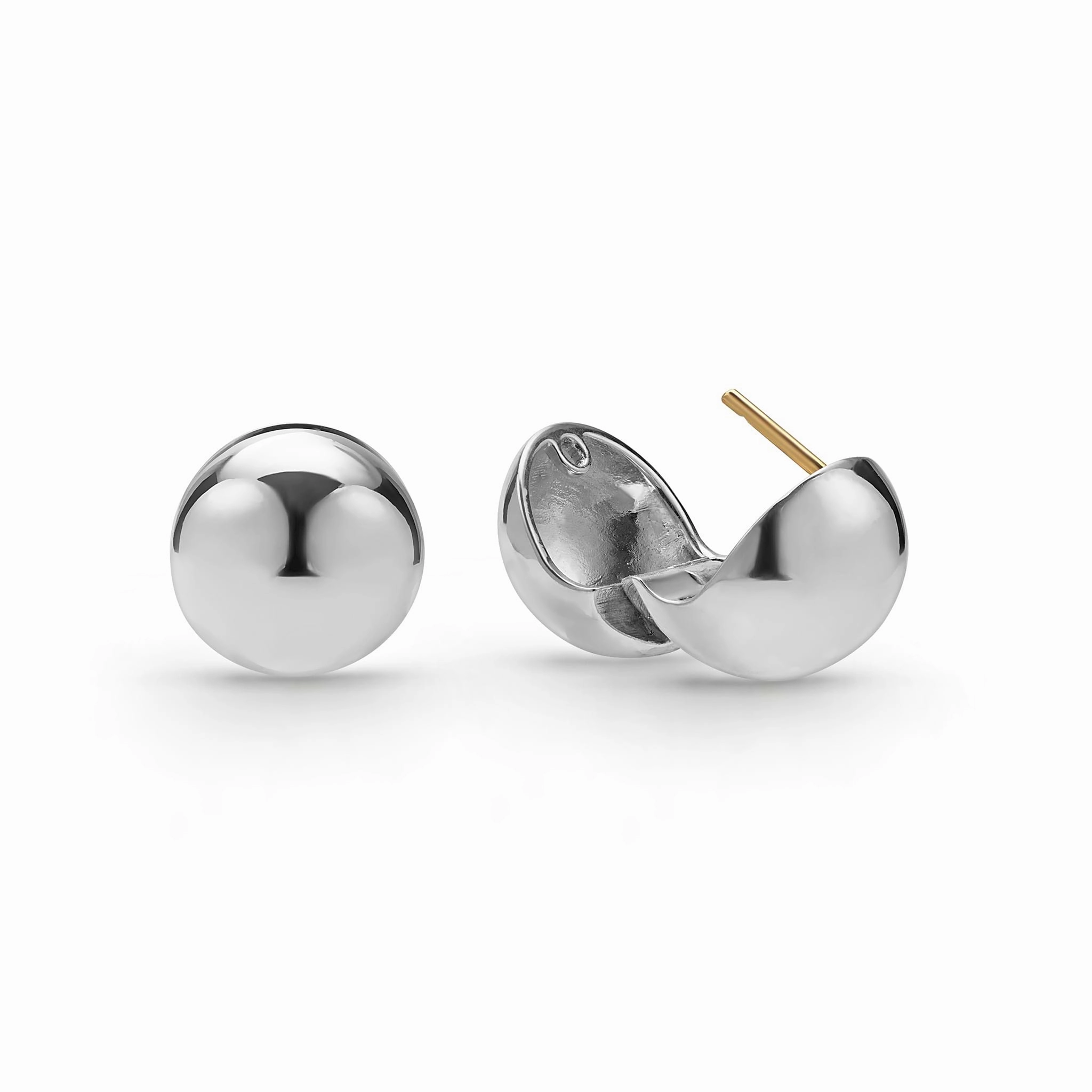 Caviar Bubbly Silver Round Huggie Earrings