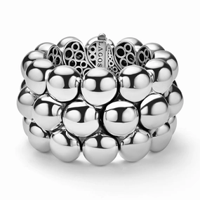 Caviar Bubbly Silver Statement Bracelet