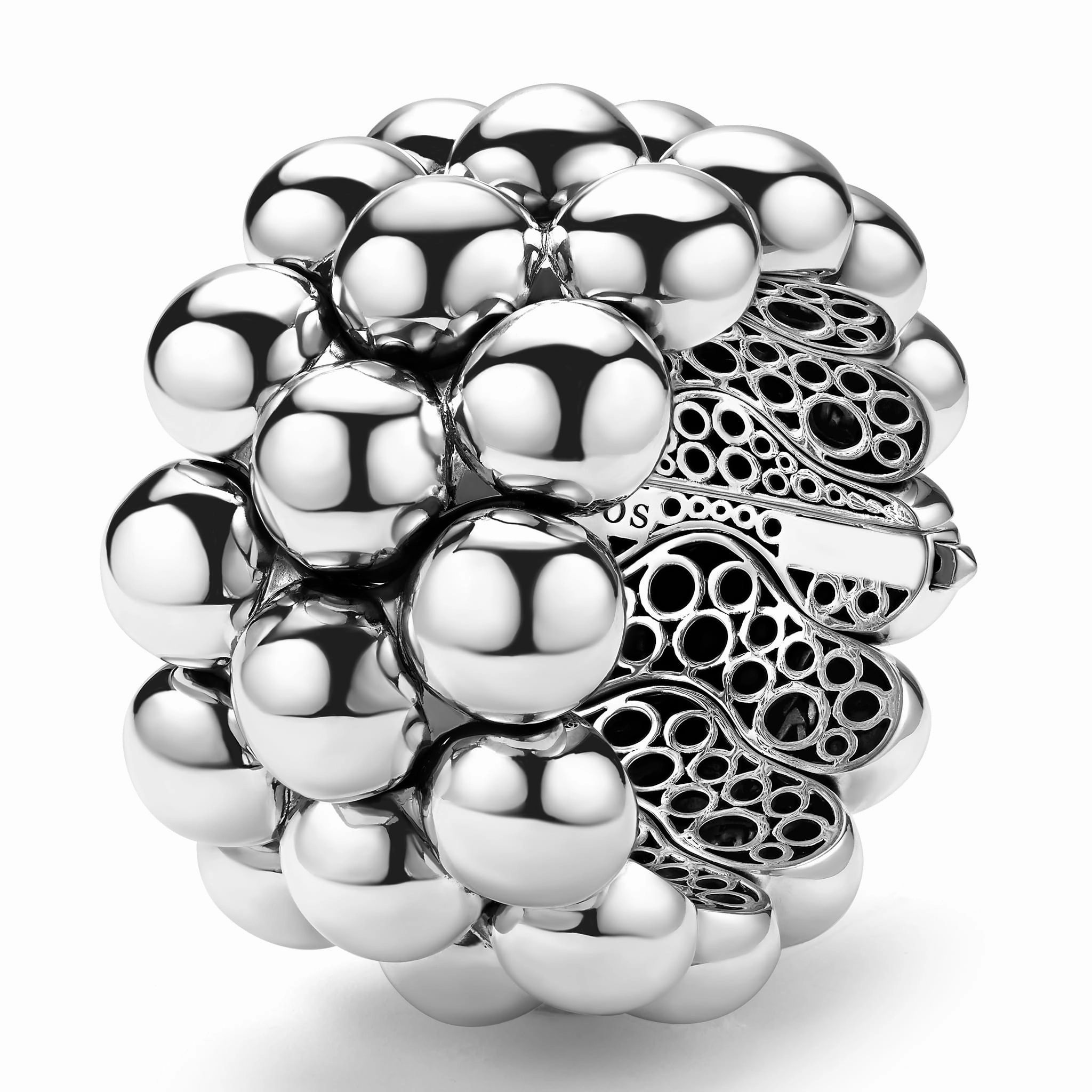 Caviar Bubbly Silver Statement Bracelet