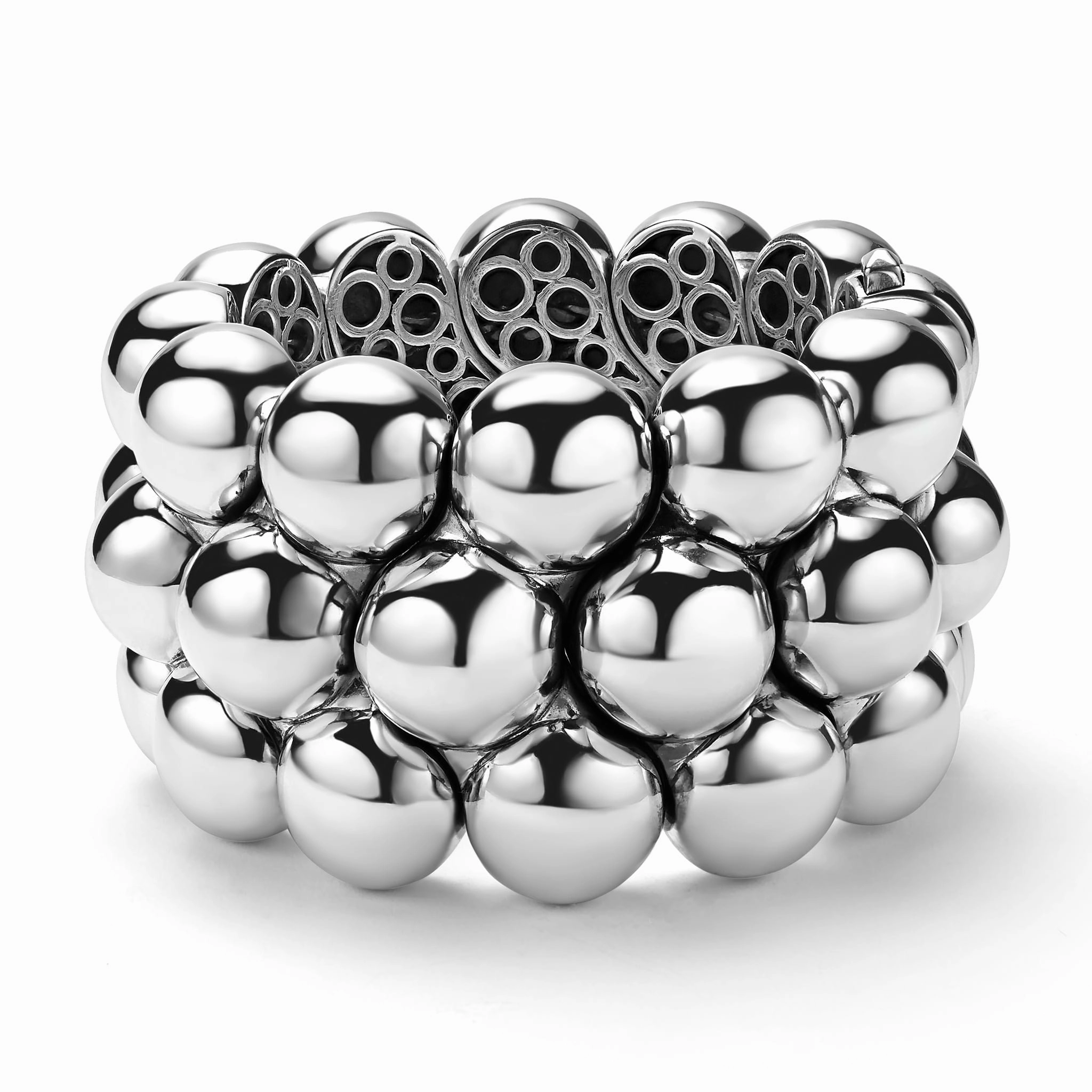 Caviar Bubbly Silver Statement Bracelet