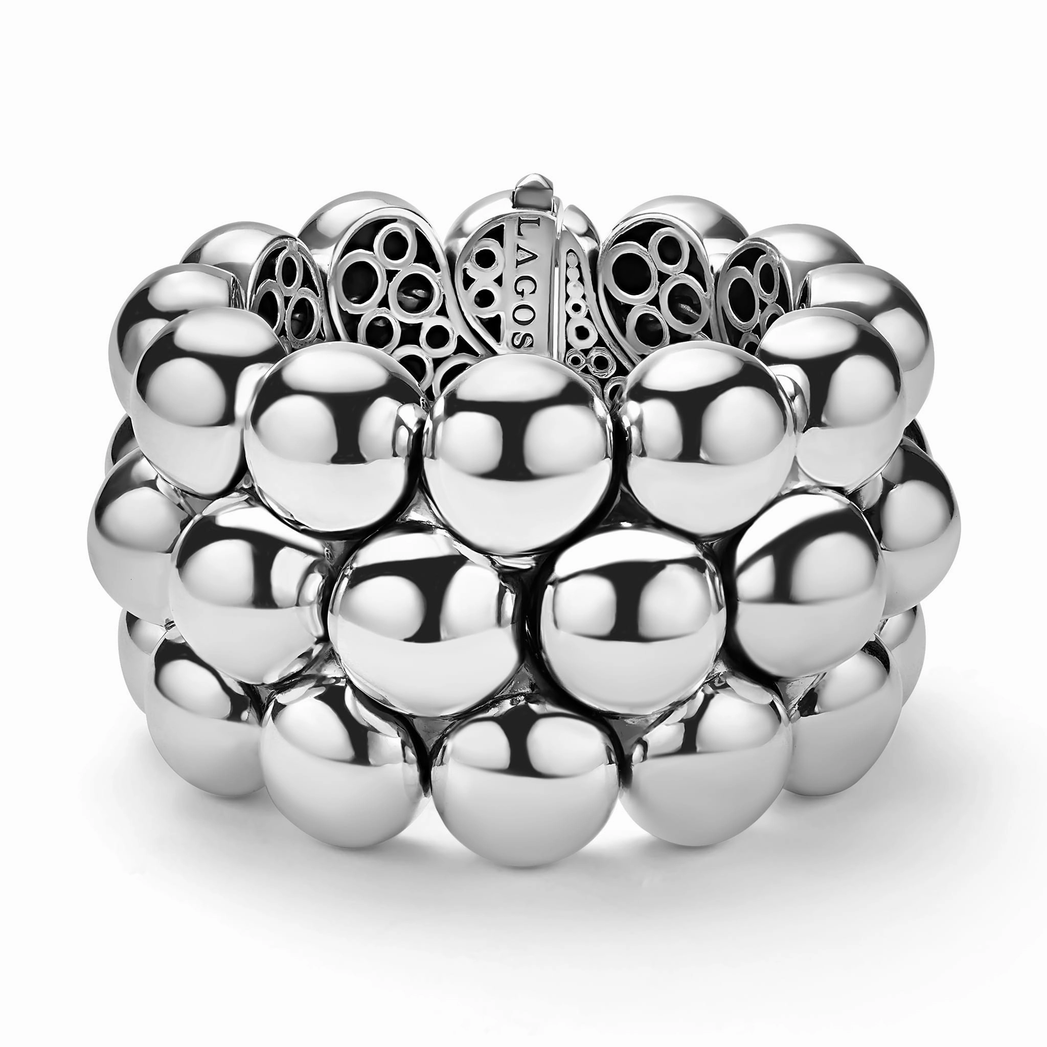 Caviar Bubbly Silver Statement Bracelet
