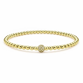 Caviar Gold 18K Gold and Diamond Bead Bracelet | 3mm