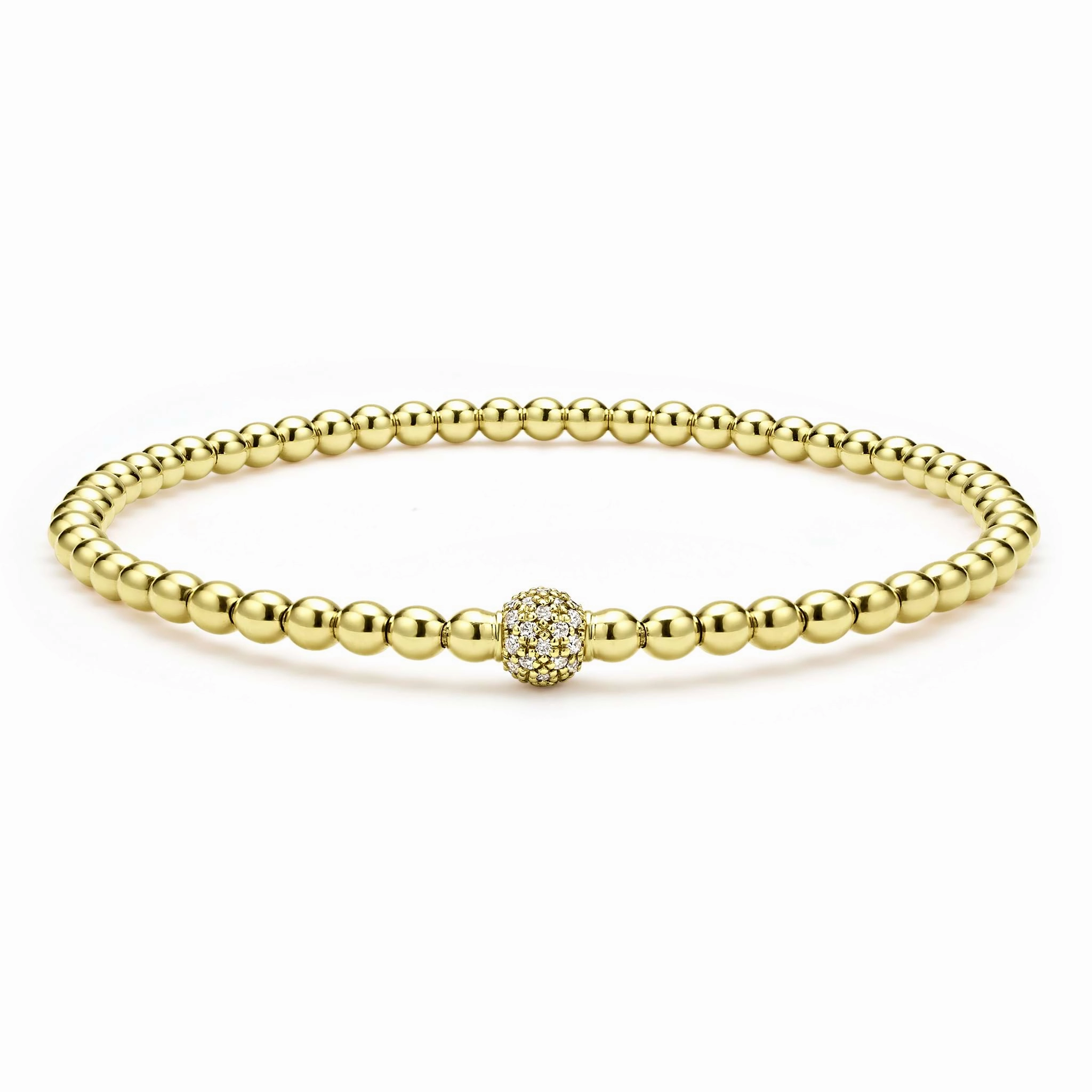 Caviar Gold 18K Gold and Diamond Bead Bracelet | 3mm