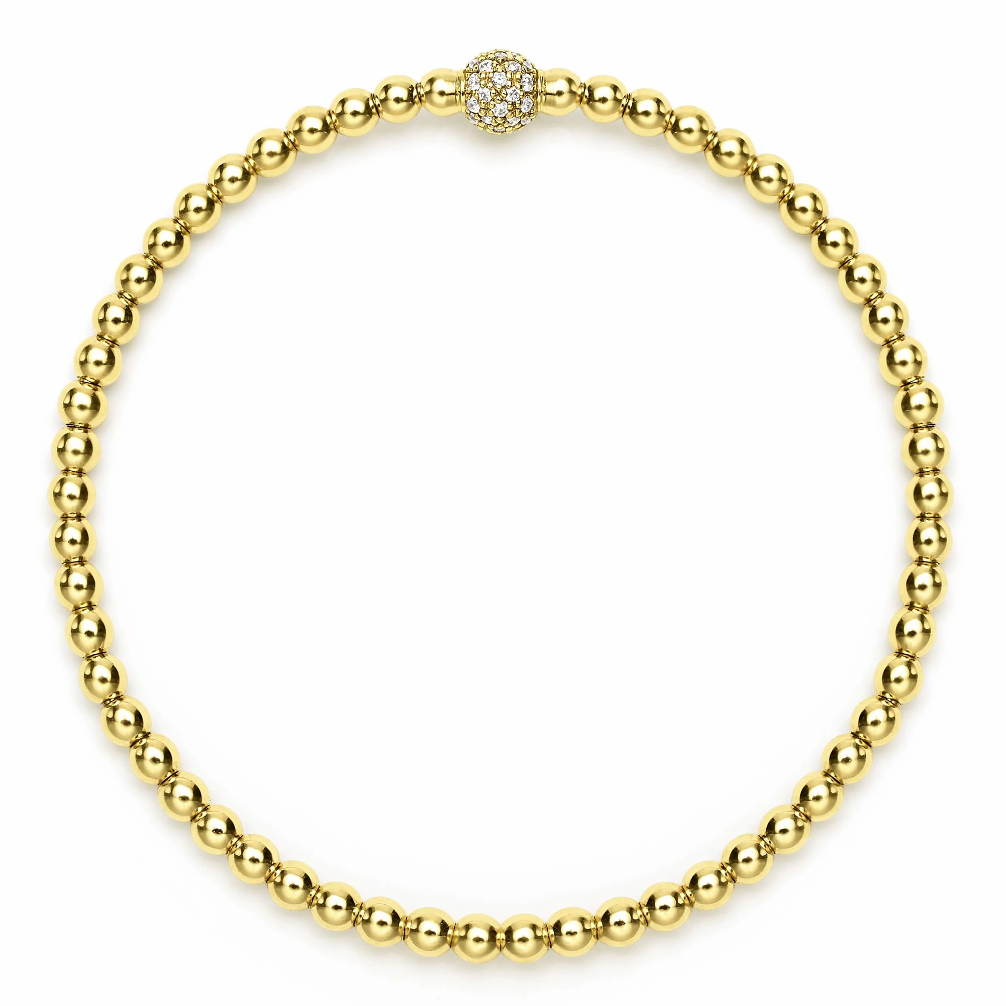 Caviar Gold 18K Gold and Diamond Bead Bracelet | 3mm