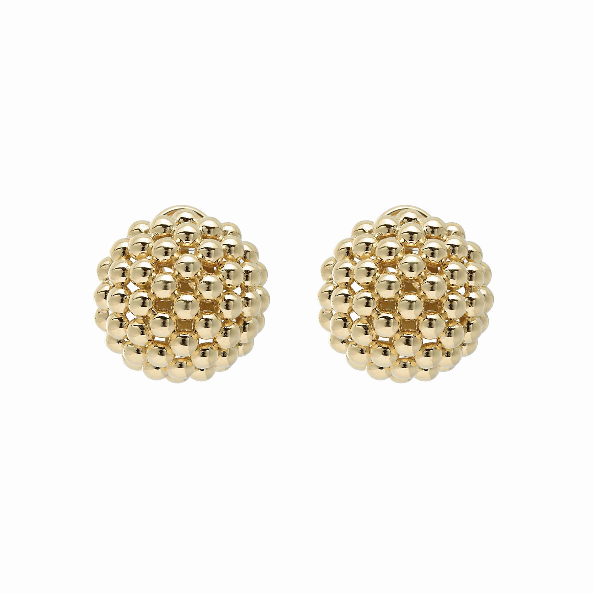 Caviar Gold 18K Gold Beaded Omega Clip Earrings