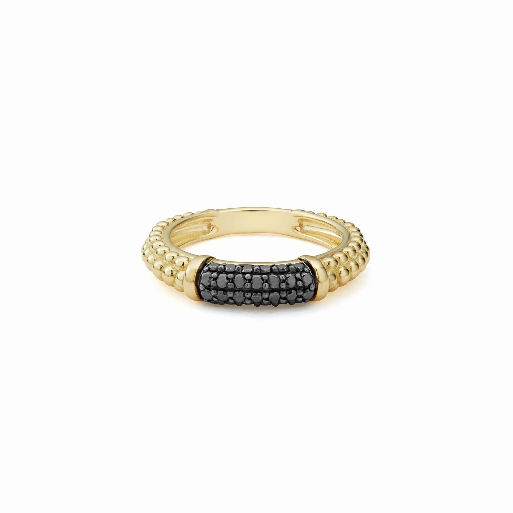 Caviar Gold 18K Gold Caviar Black Diamond Stacking Ring