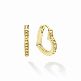 Caviar Gold 18K Gold Caviar Heart Huggie Earrings