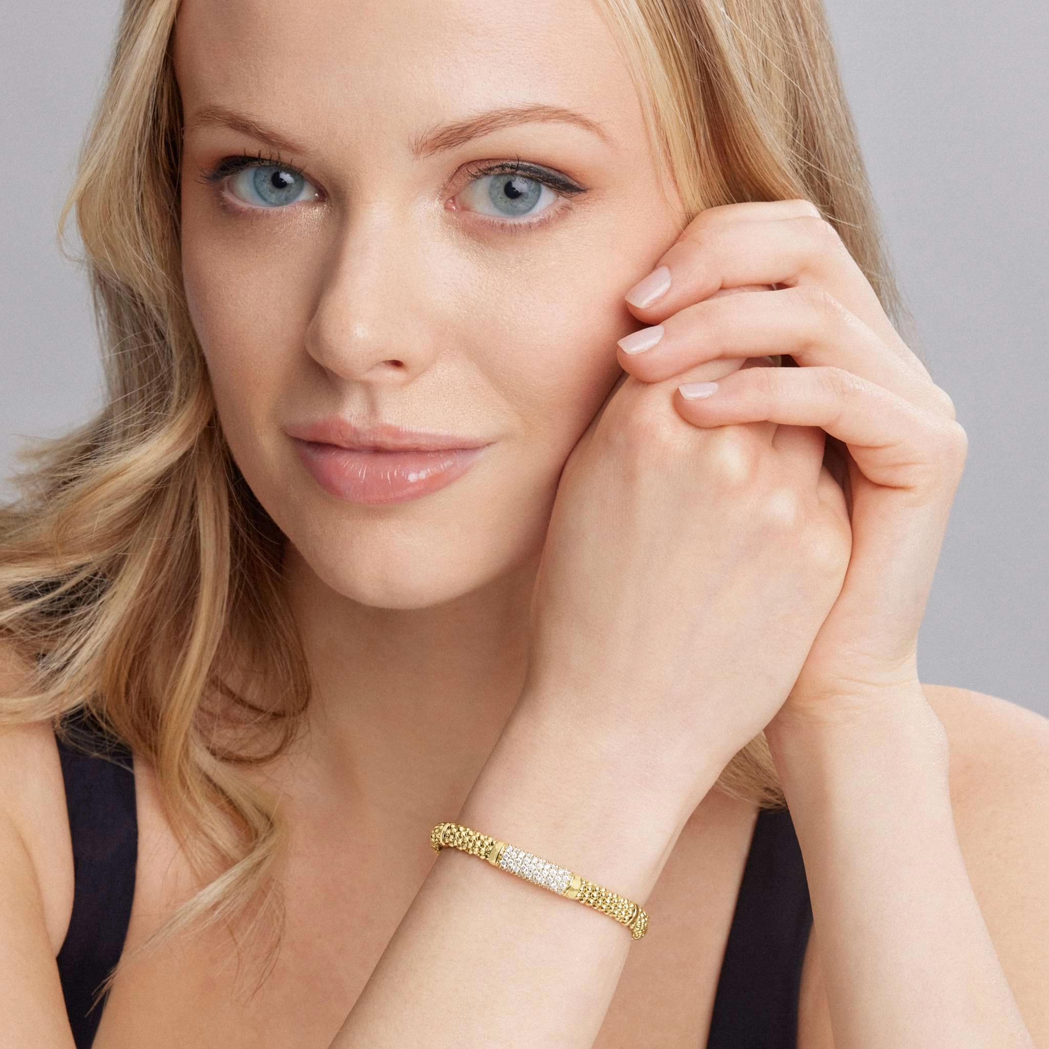 Caviar Gold 18K Gold Diamond Bracelet | 6mm