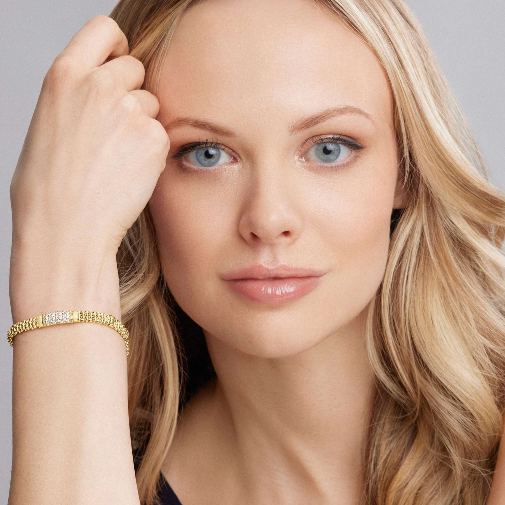 Caviar Gold 18K Gold Diamond Bracelet | 6mm