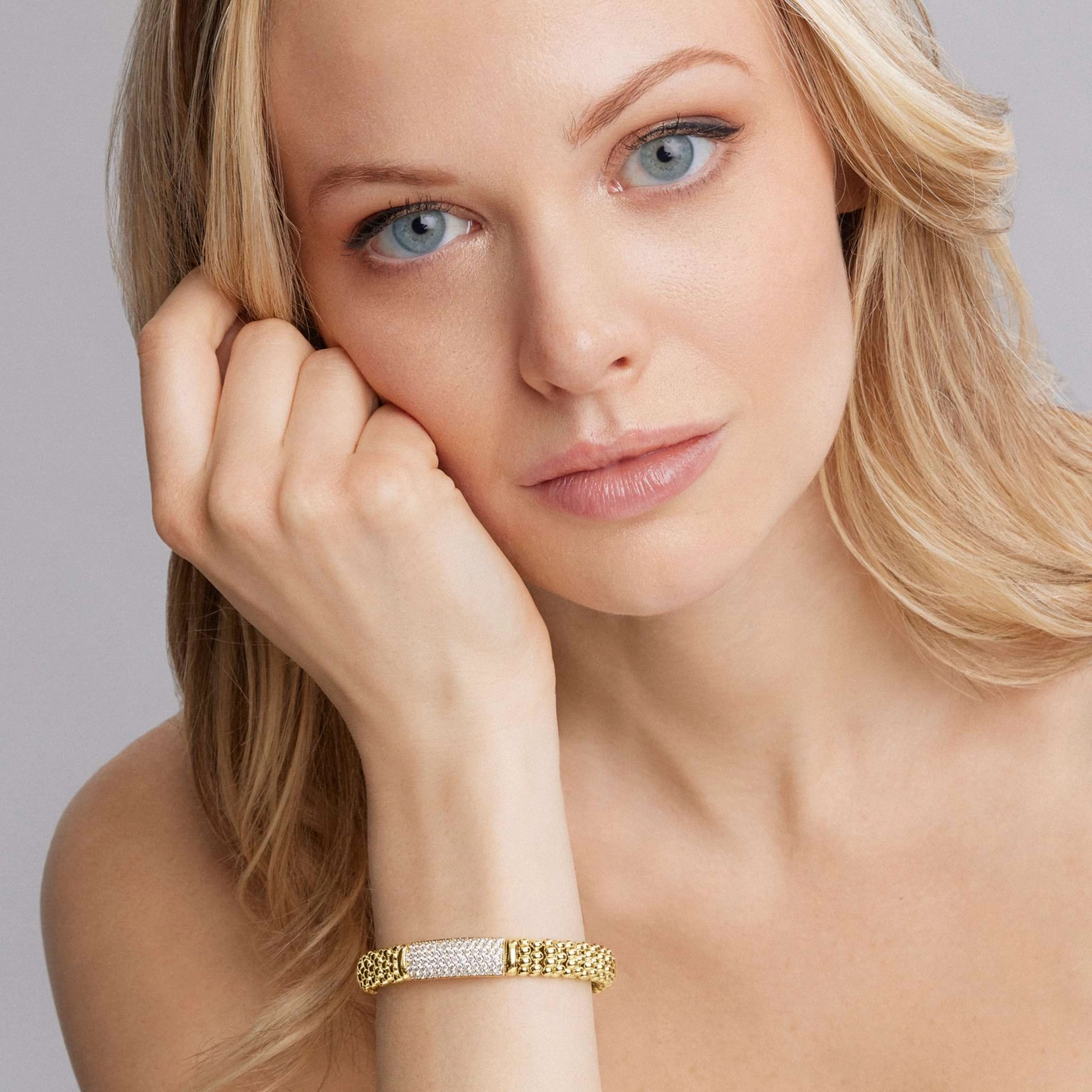 Caviar Gold 18K Gold Diamond Bracelet | 9mm
