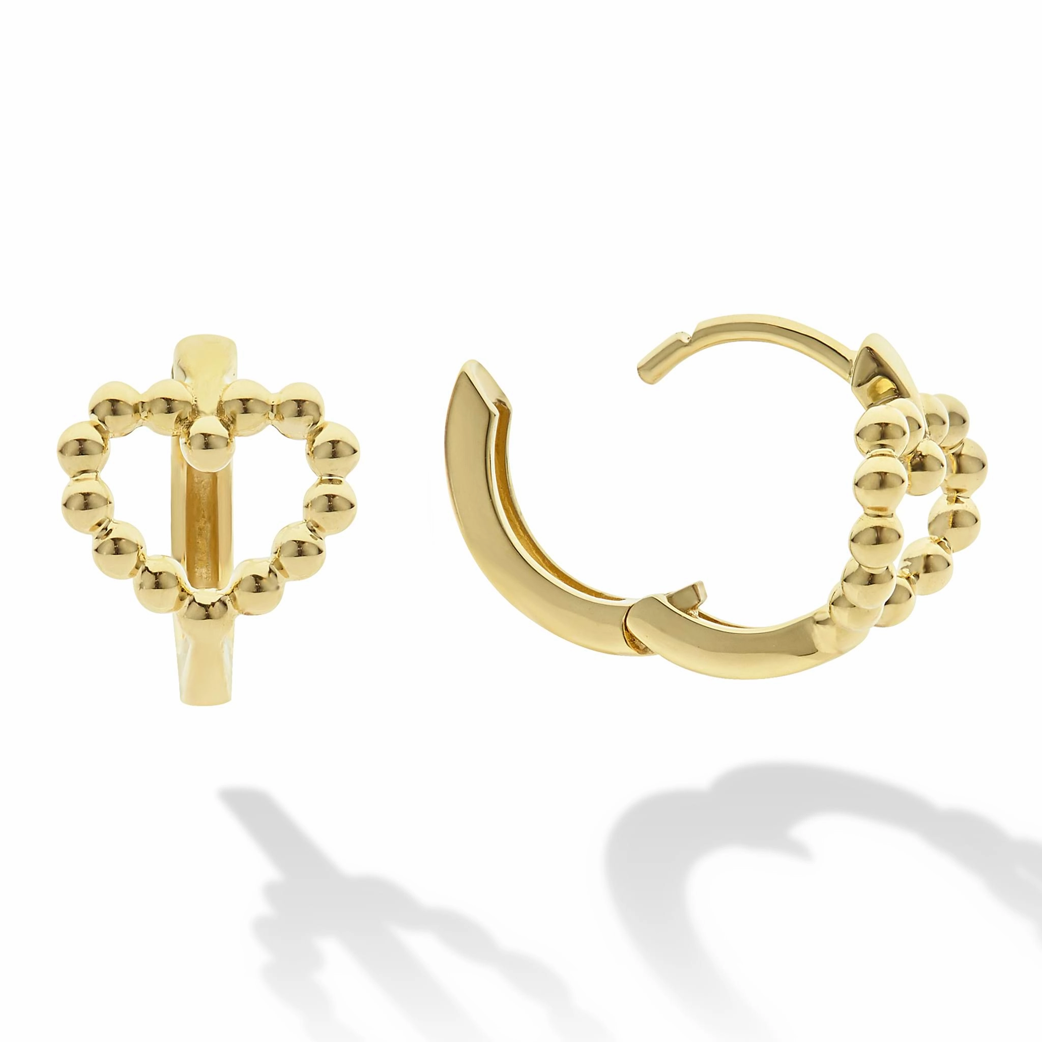 Caviar Gold 18K Gold Heart Huggie Earrings