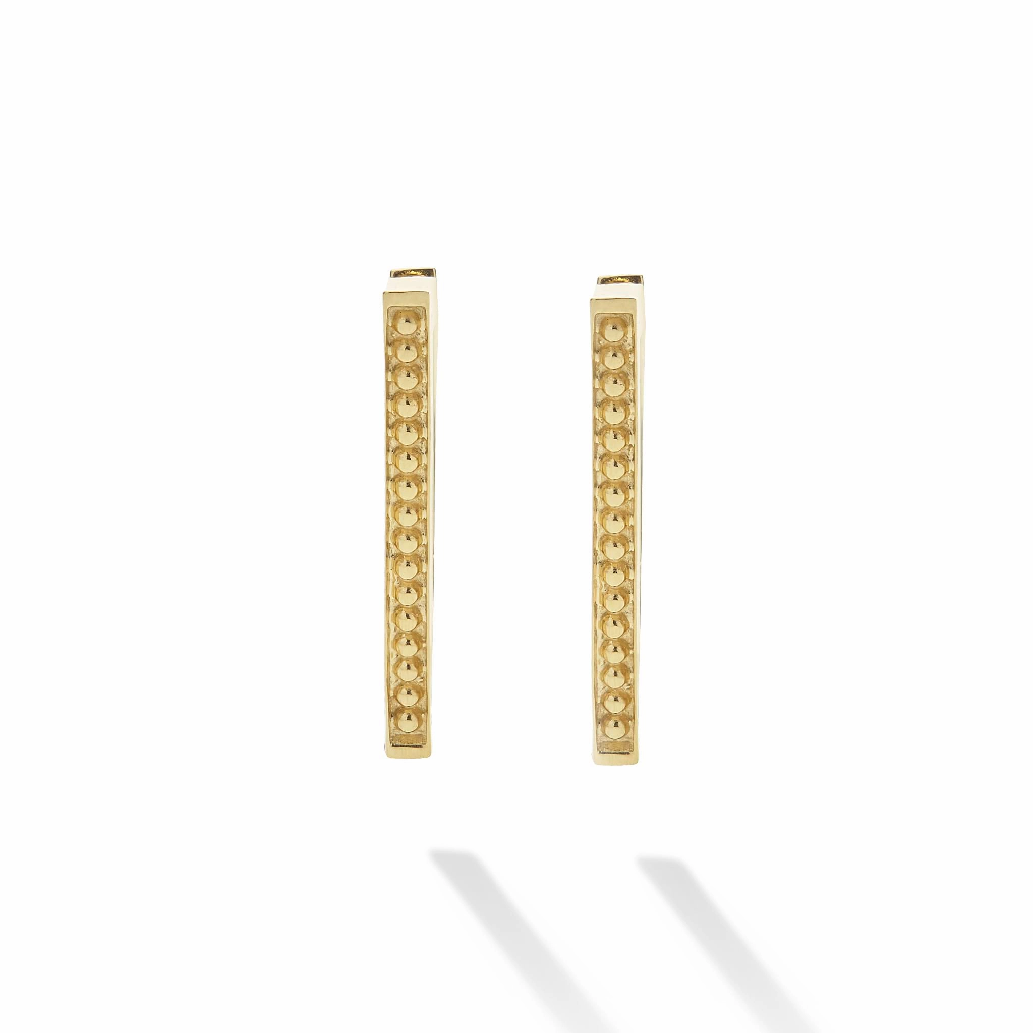 Caviar Gold 18K Gold Triangle Caviar Hoop Earrings