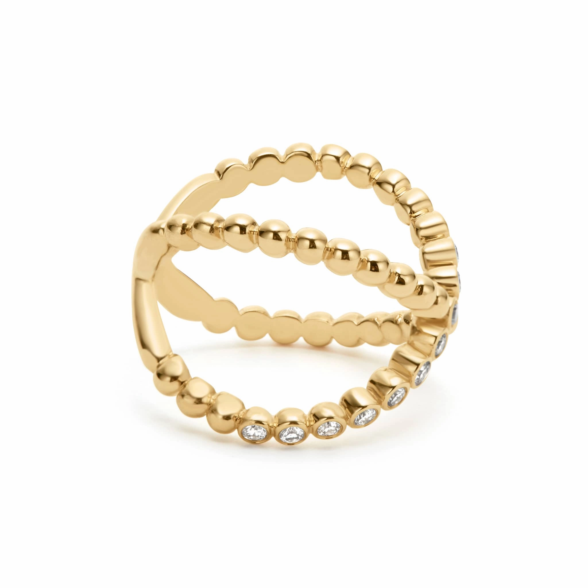 Caviar Gold 18K Gold X Diamond Ring
