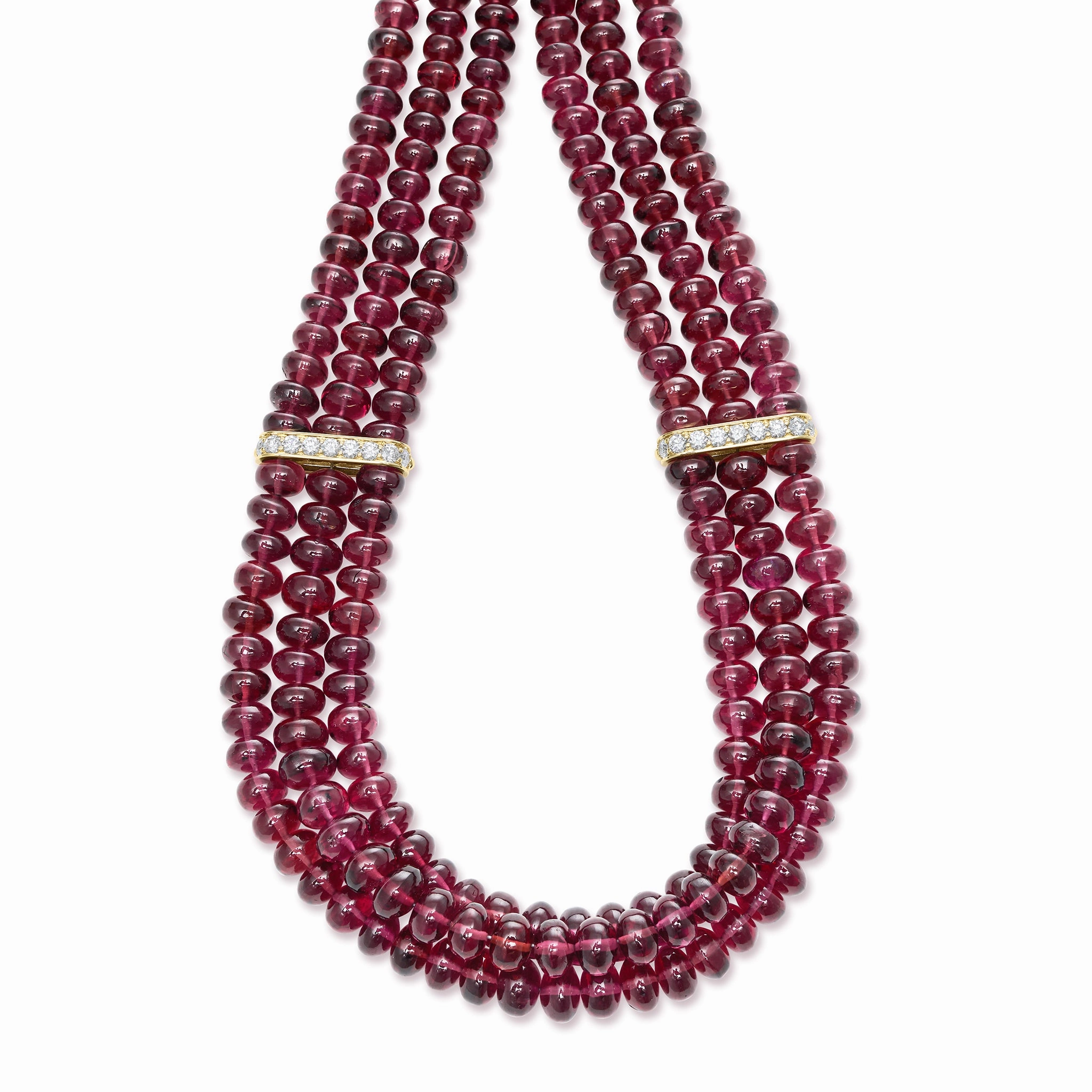 Caviar Gold 18K Rhodolite Garnet and Diamond Necklace