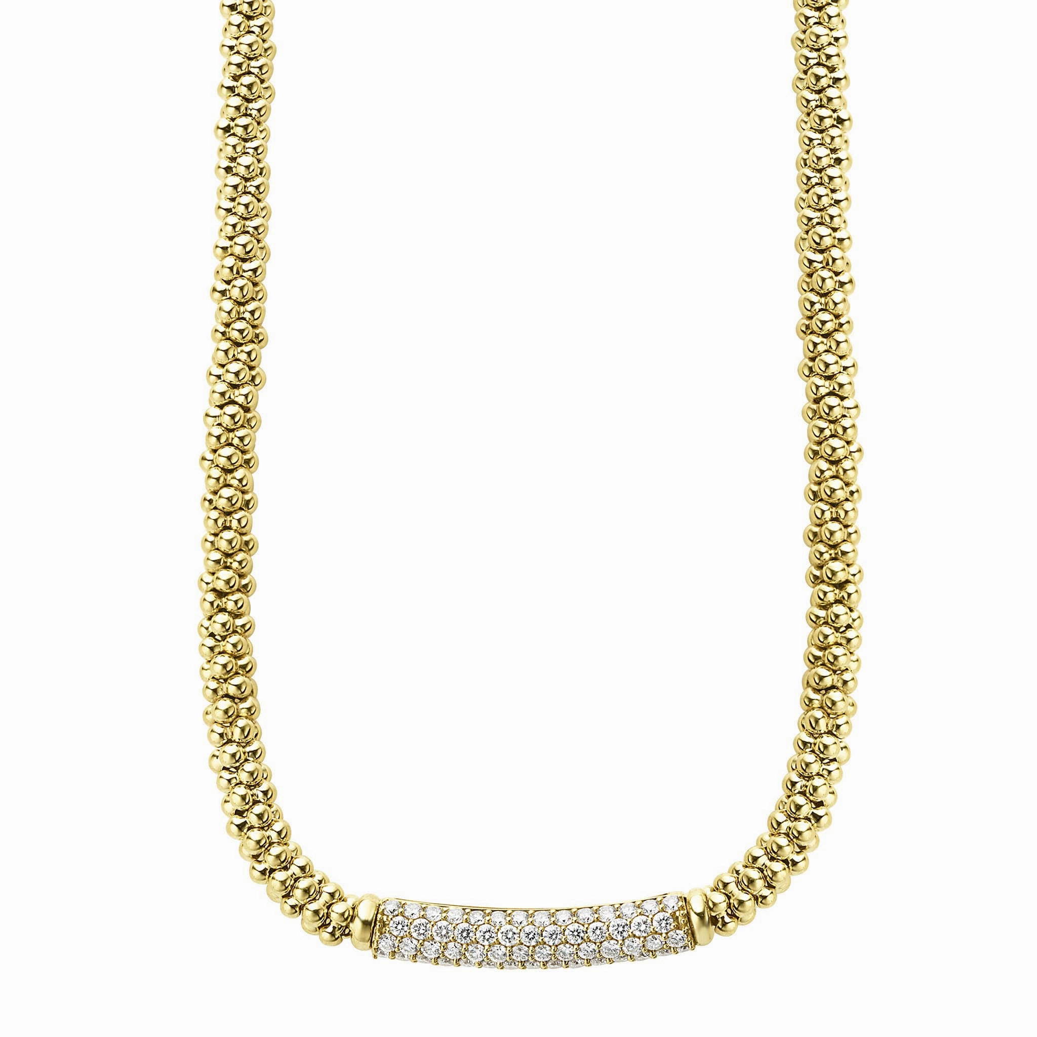 Caviar Gold Diamond Long Station Caviar Necklace