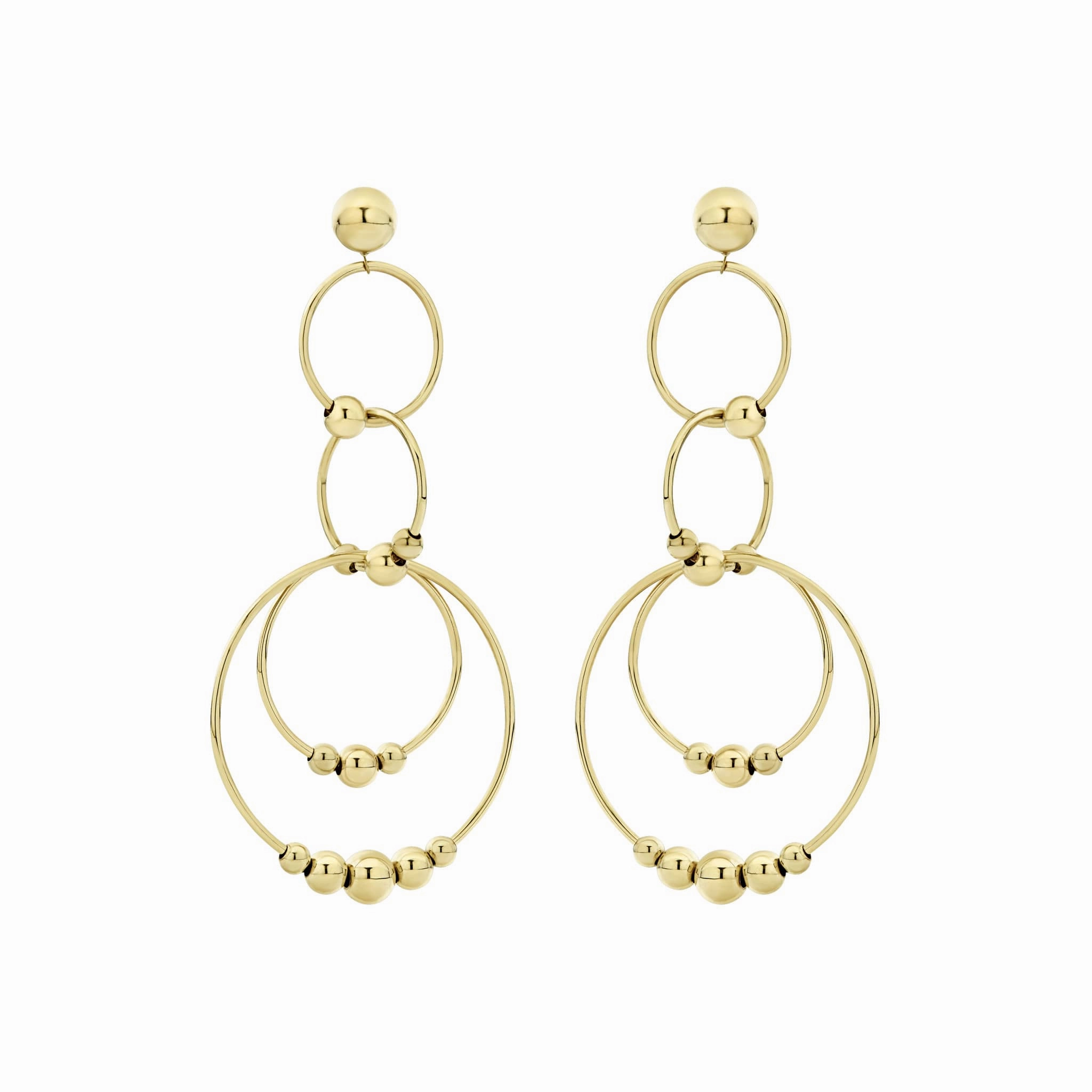 Caviar Gold Four Circle Bead Drop Earrings