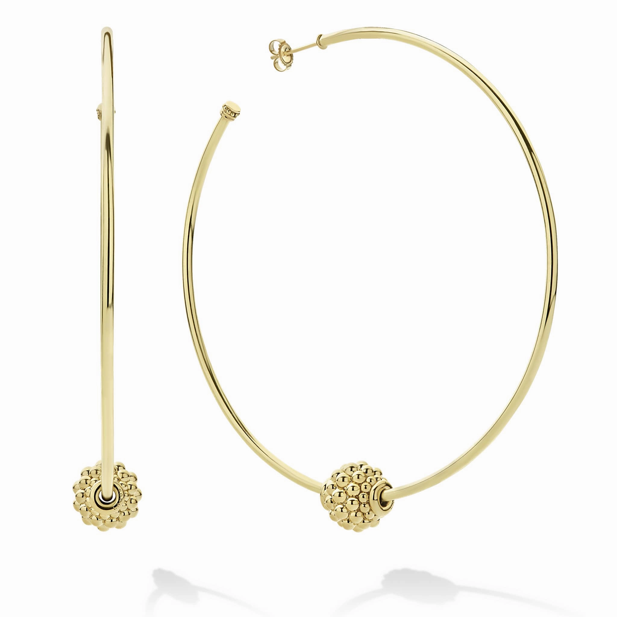 Caviar Gold Large 18K Gold Caviar Ball Hoop Earrings