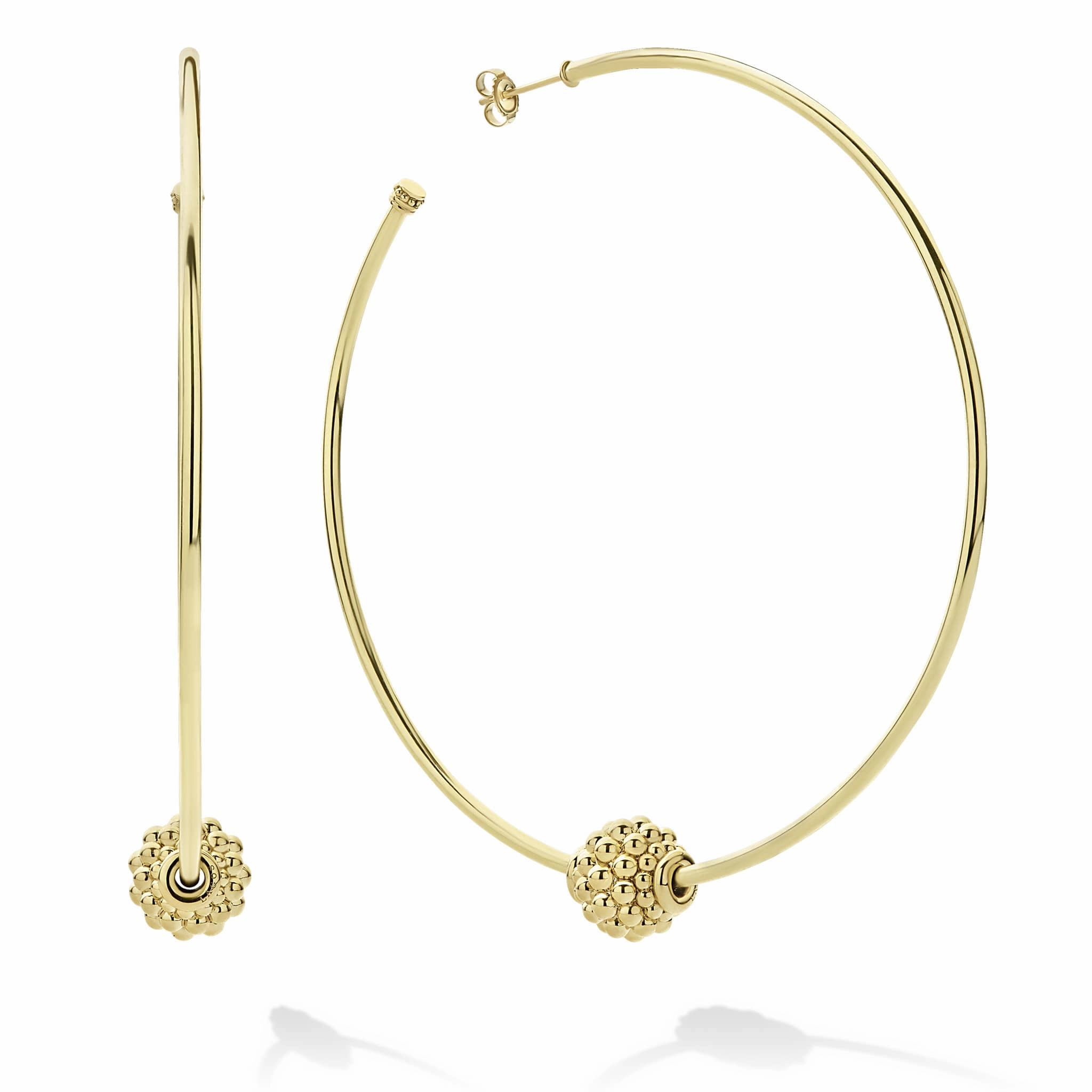 Caviar Gold Large 18K Gold Caviar Ball Hoop Earrings