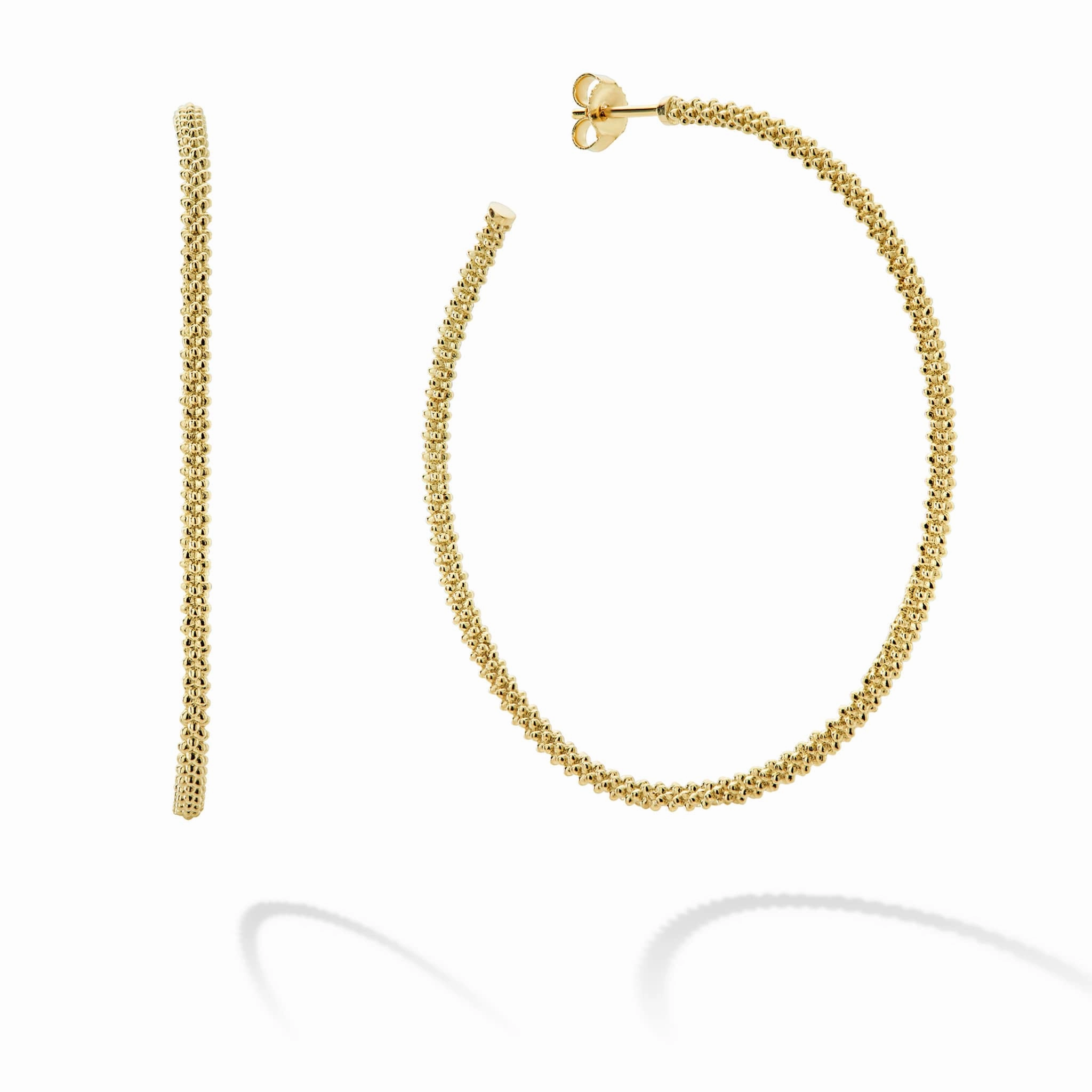 Caviar Gold Large 18K Gold Caviar Hoop Earrings