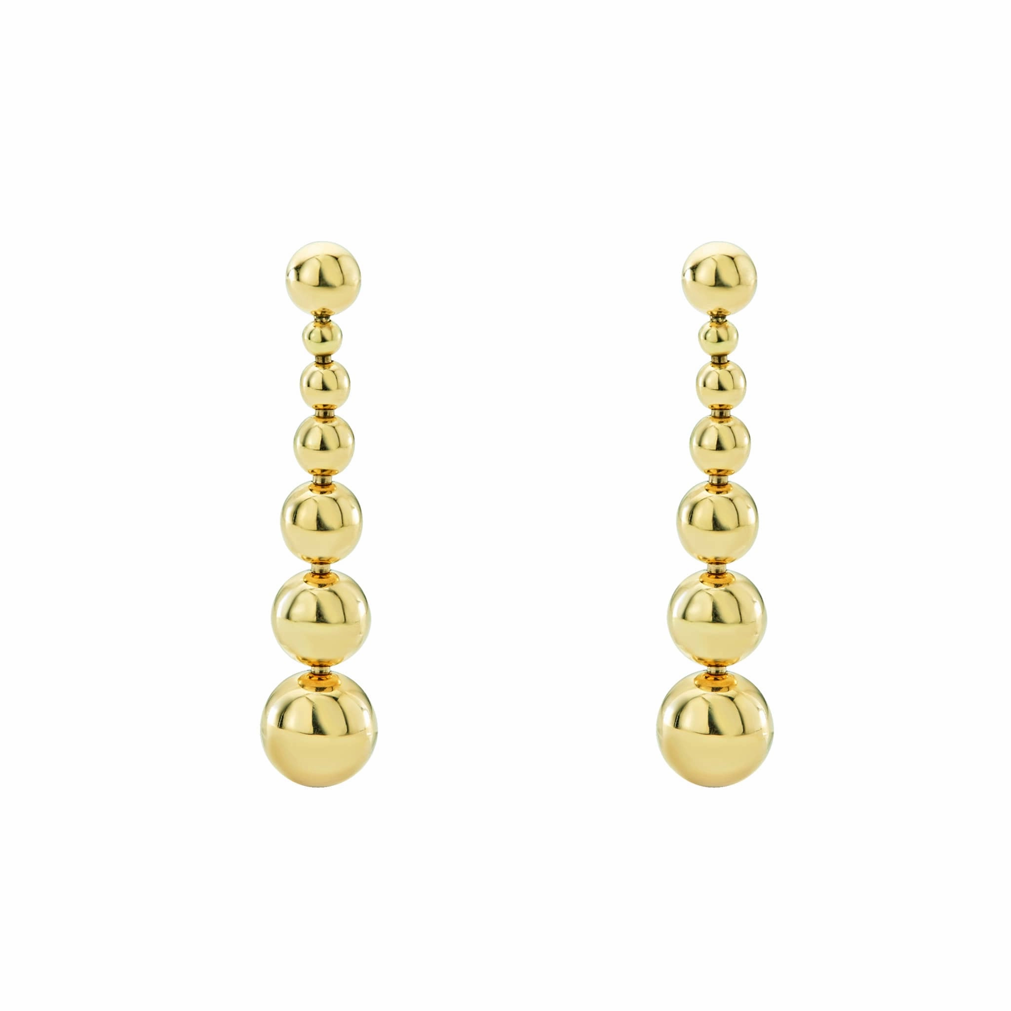 Caviar Gold Seven Graduated Bead Drop Earrings
