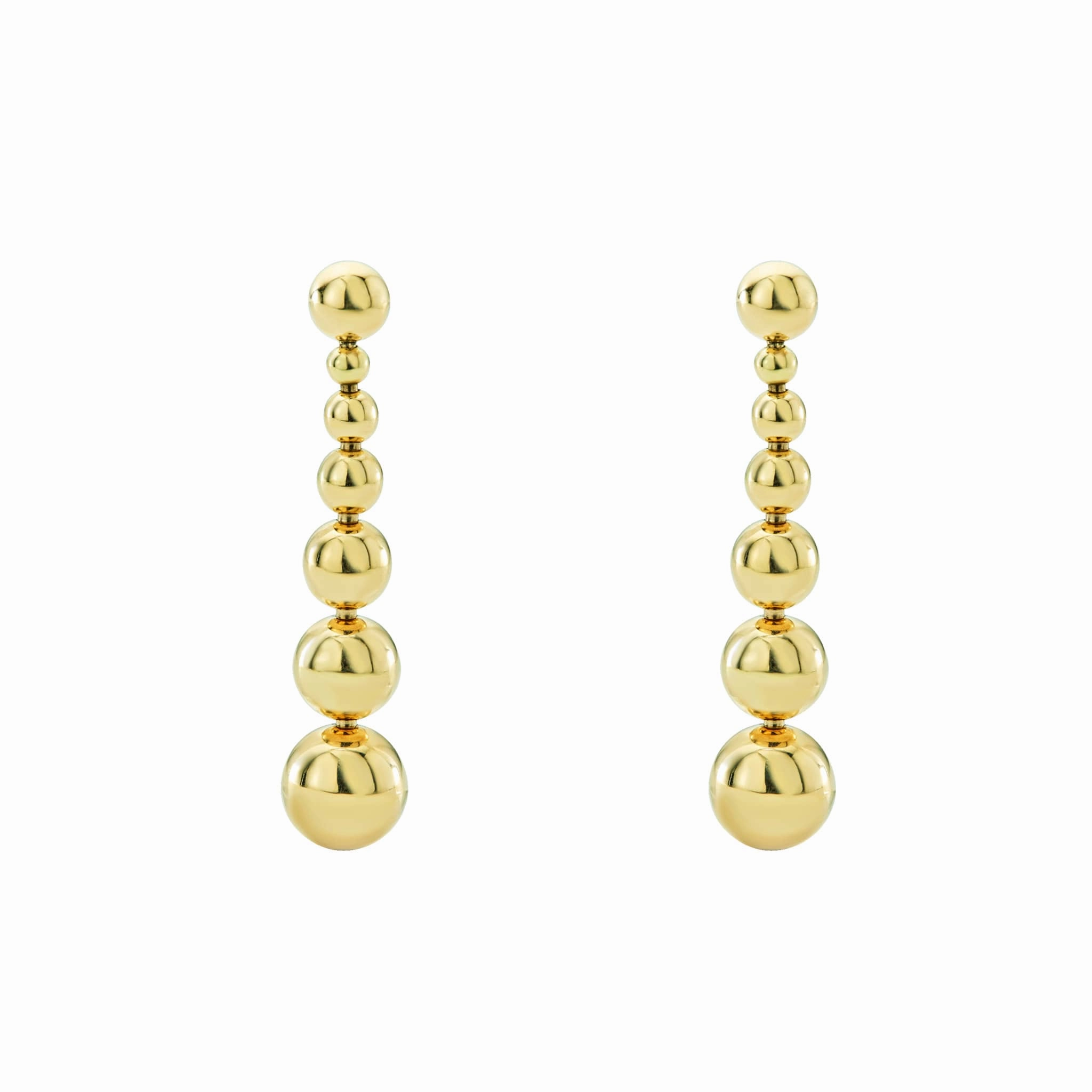 Caviar Gold Seven Graduated Bead Elevated Drop Earrings