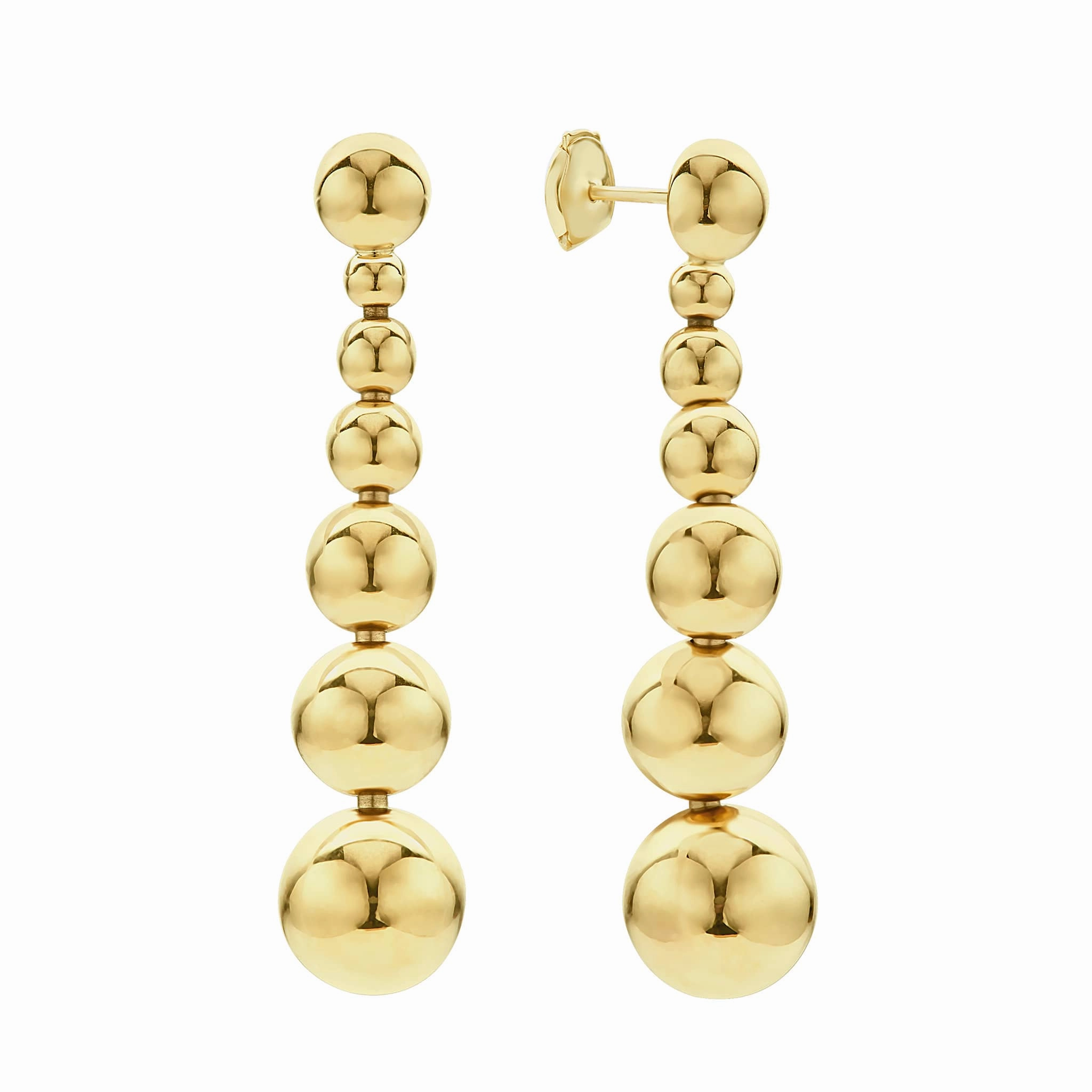 Caviar Gold Seven Graduated Bead Elevated Drop Earrings