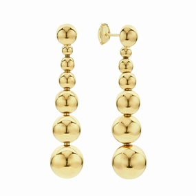 Caviar Gold Seven Graduated Bead Elevated Drop Earrings