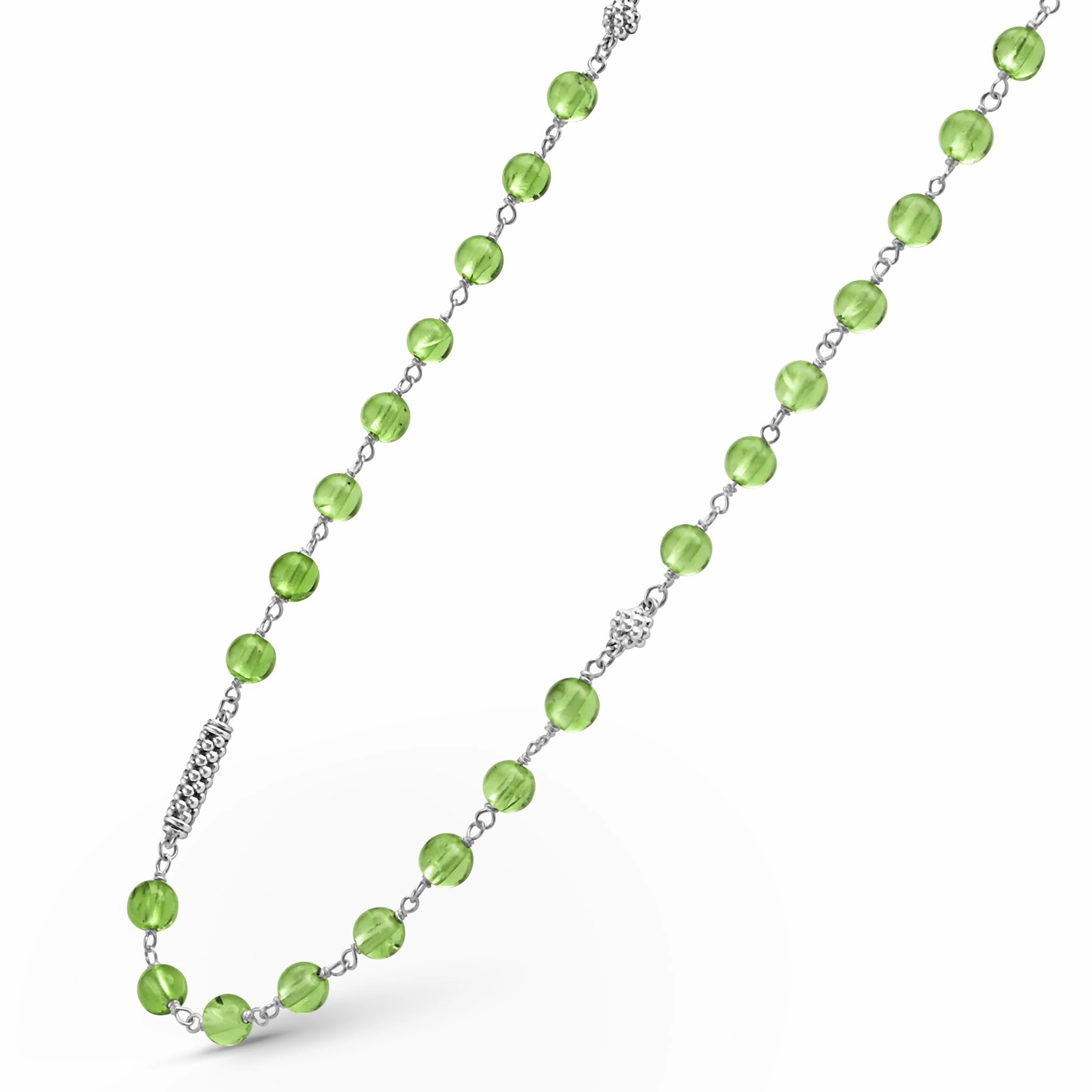 Caviar Icon Long Peridot Beaded Necklace