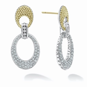 Caviar Lux Caviar Oval Diamond Drop Earrings
