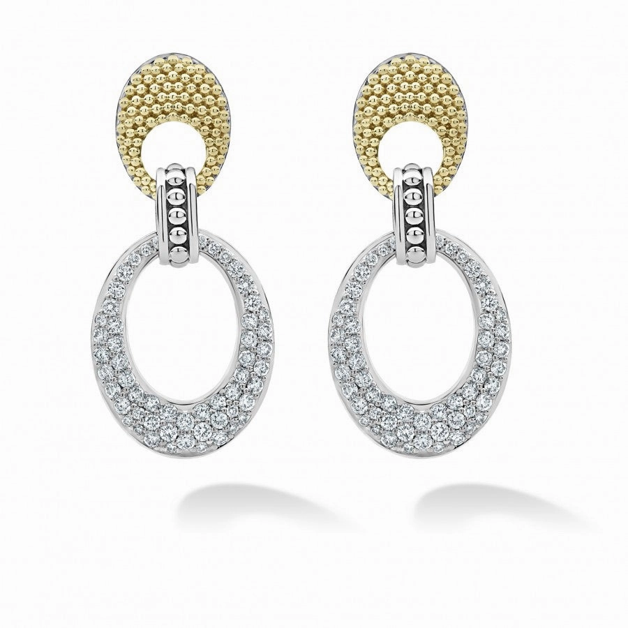 Caviar Lux Caviar Oval Diamond Drop Earrings