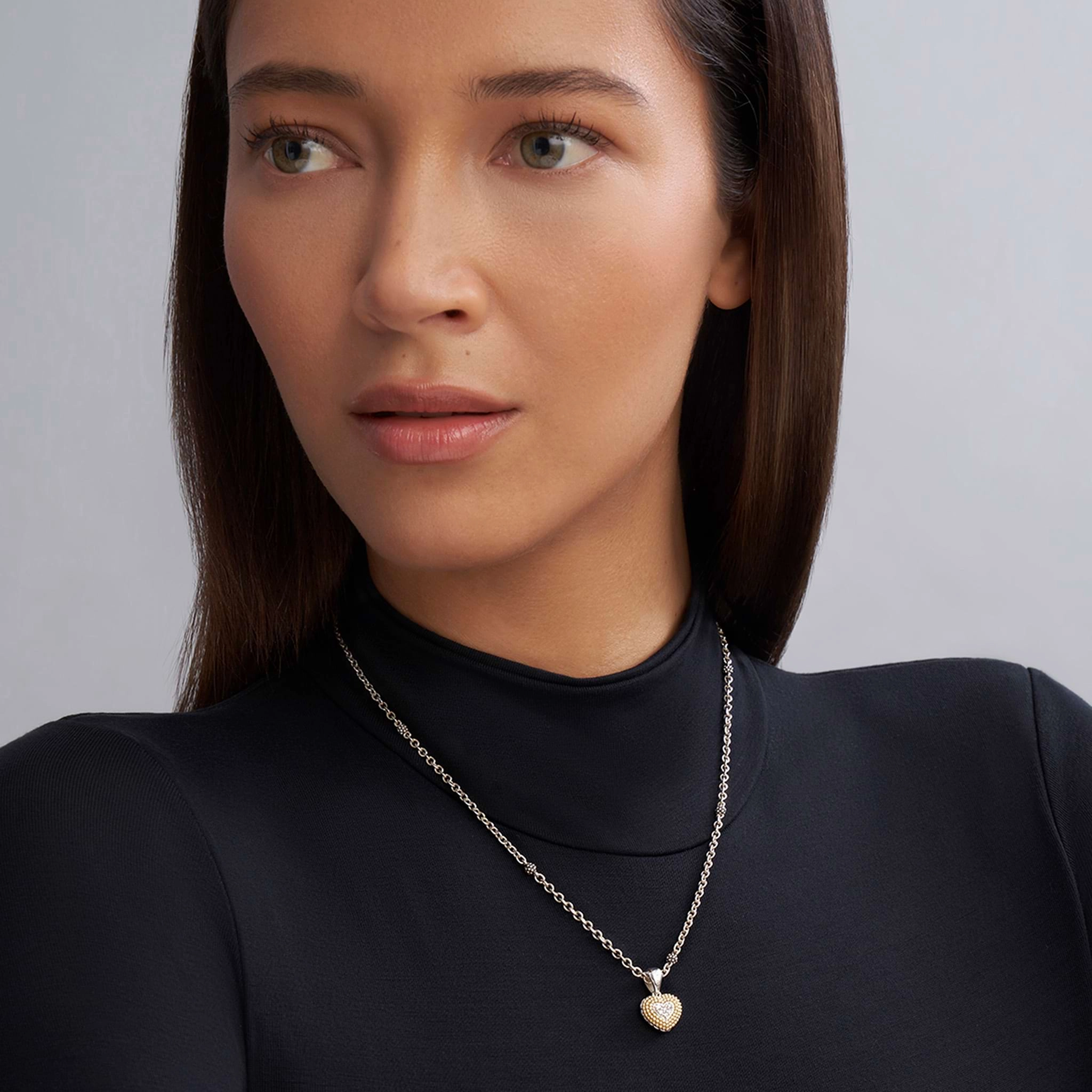 Caviar Lux Diamond Heart Necklace