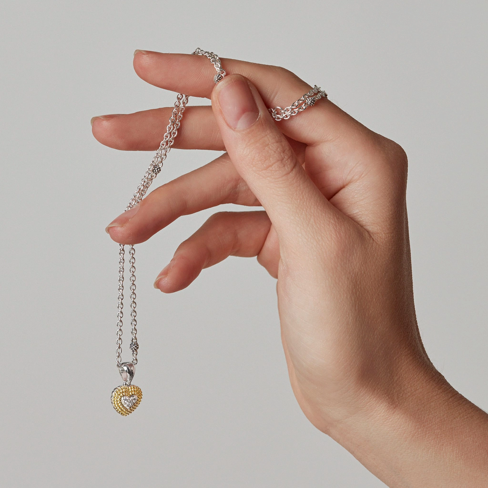 Caviar Lux Diamond Heart Necklace