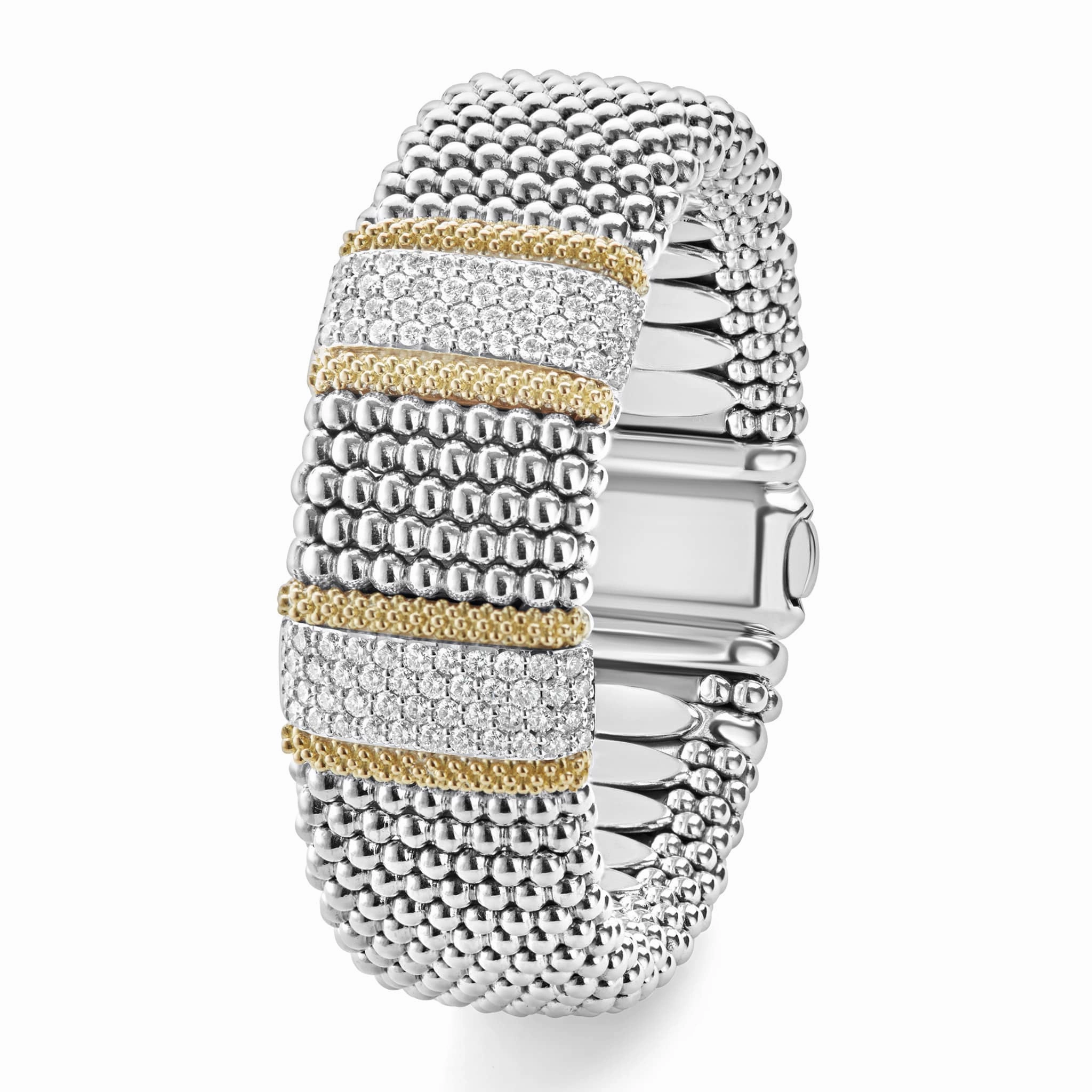 Caviar Lux Double Station Diamond Caviar Bracelet | 23mm