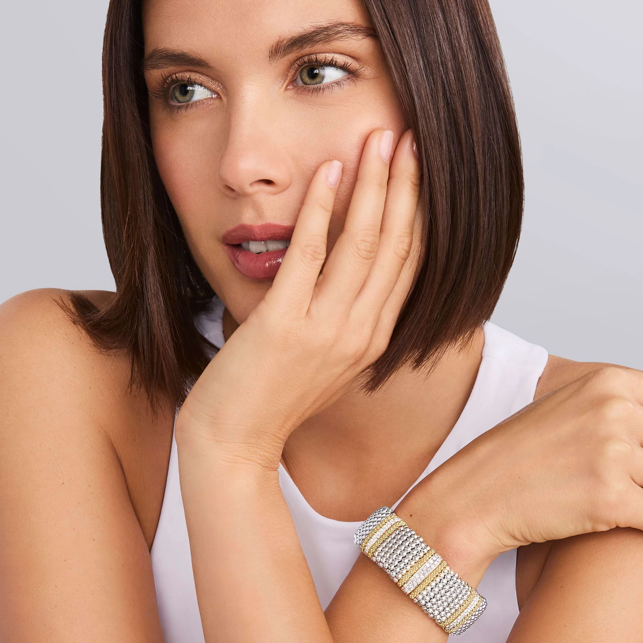 Caviar Lux Five Station Diamond Caviar Bracelet | 23mm