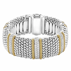 Caviar Lux Five Station Diamond Caviar Bracelet | 23mm