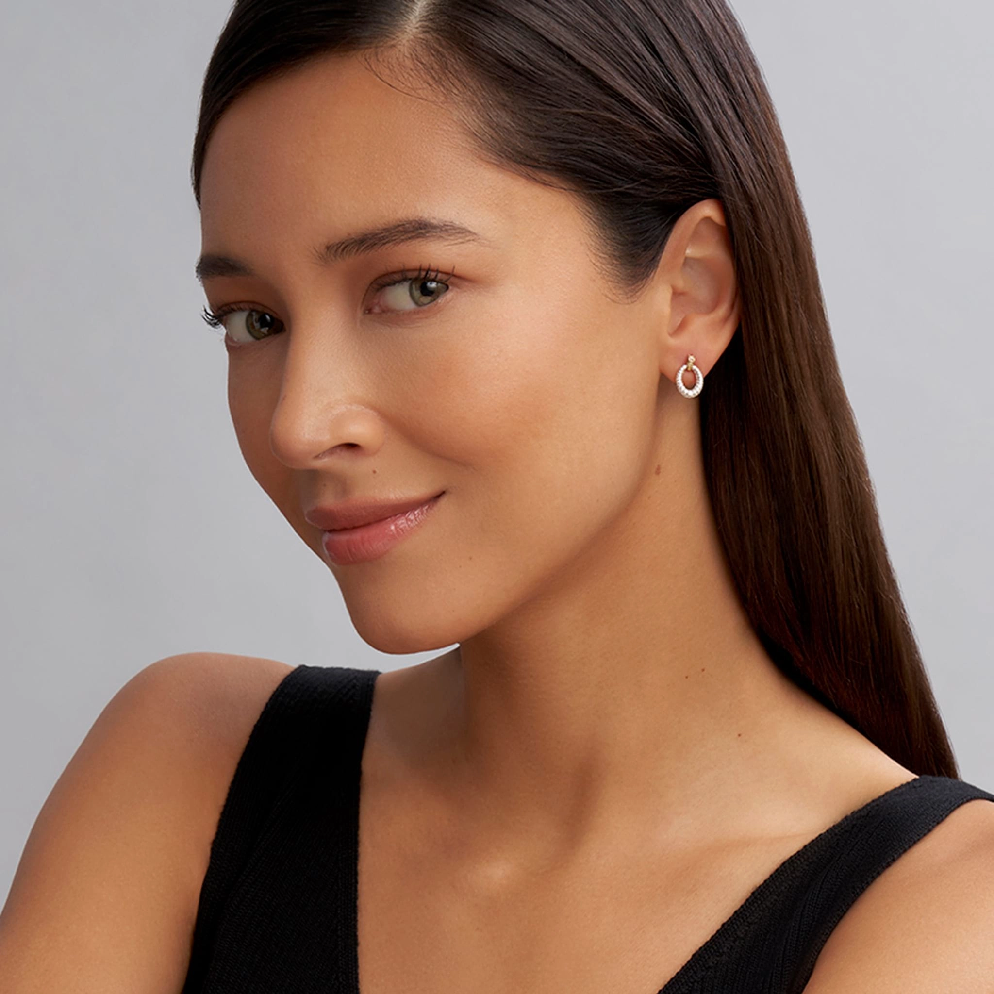 Caviar Lux Oval Diamond Stud Earrings