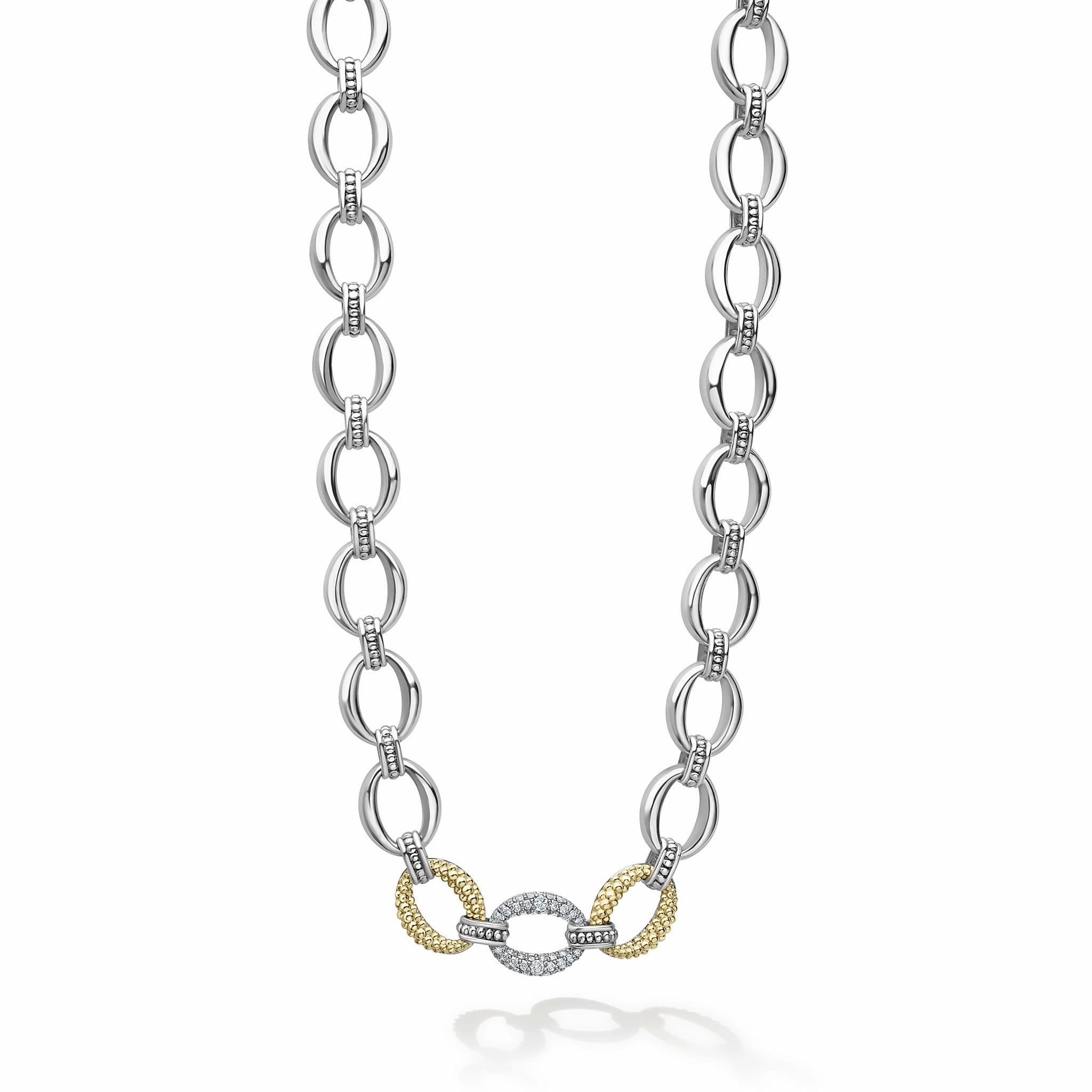 Caviar Lux Single Station Diamond Link Necklace